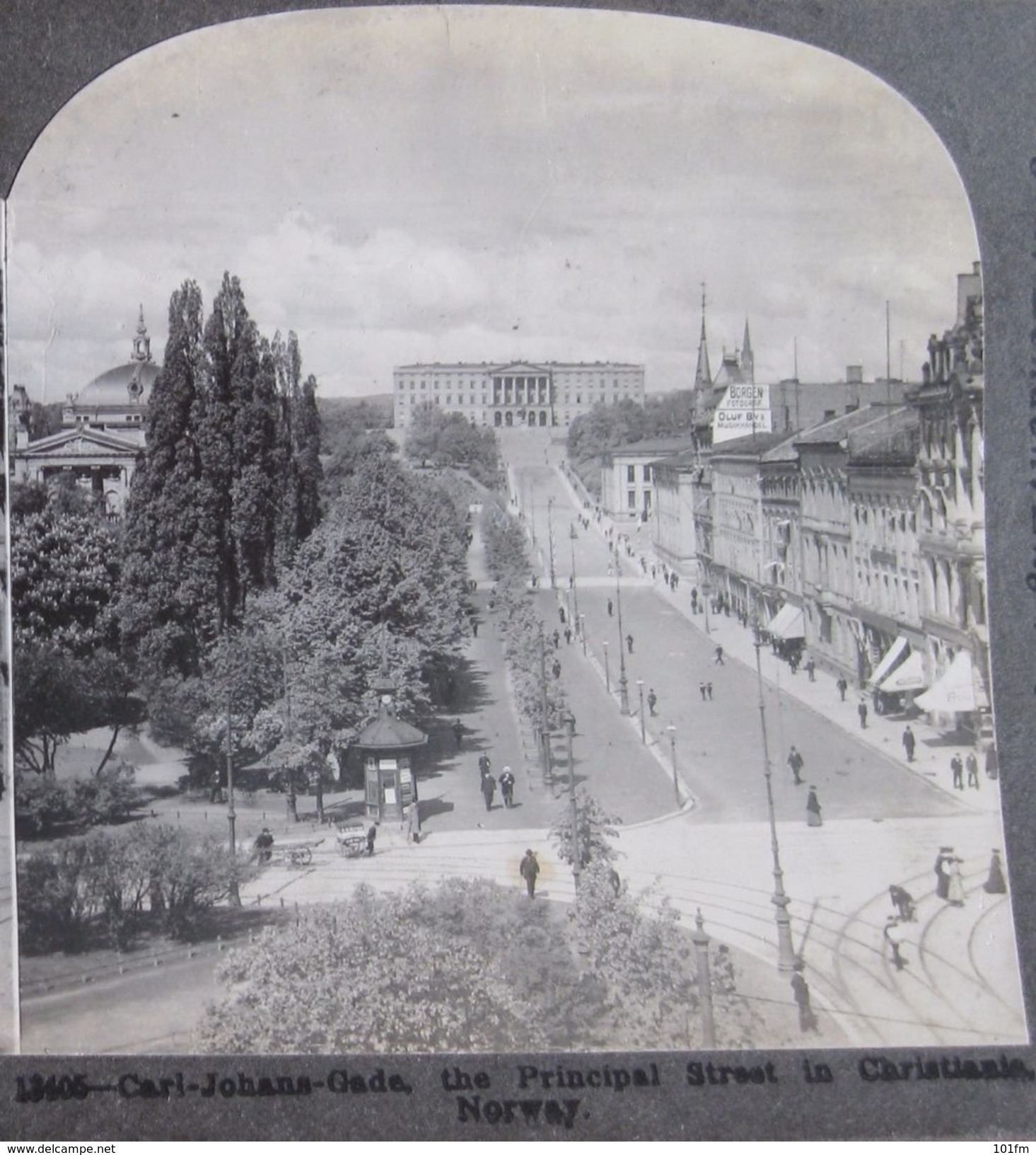 CARTE STEREOSCOPIQUE  - NORWAY - OSLO, CHRISTIANIA - KARL JOHANS GADE, STEREO PHOTO - Stereoskopie