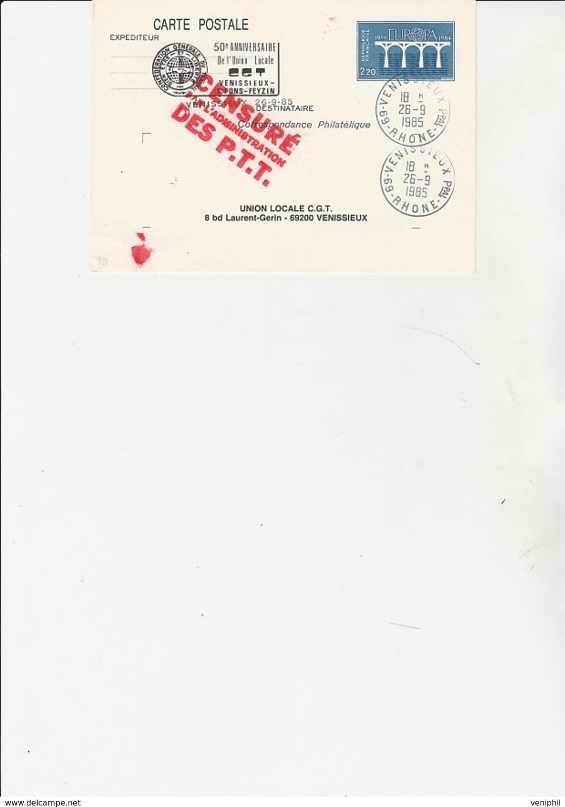 DESSIN DE WOLINSKI SUR ENTIER POSTAL REPIQUE  - VENISSIEUX 1985 - Wolinski