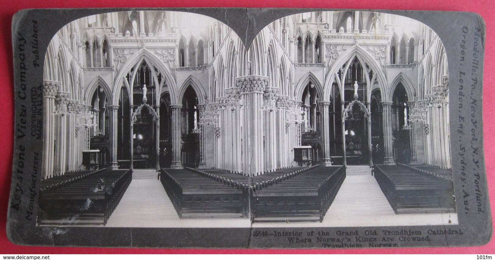 CARTE STEREOSCOPIQUE  - NORWAY - TRONDHJEM, CATHEDRAL INTERIOR, STEREO PHOTO - Stereoscope Cards