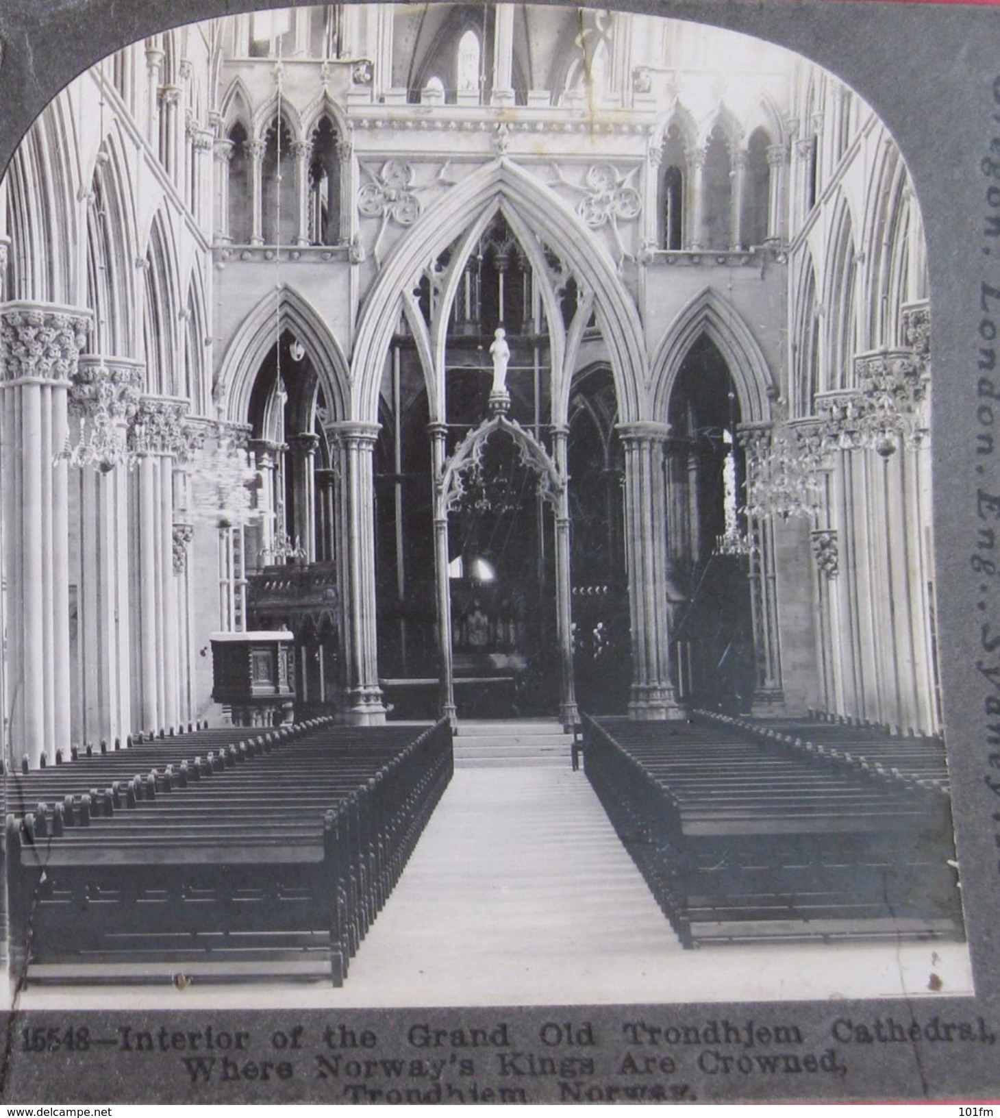 CARTE STEREOSCOPIQUE  - NORWAY - TRONDHJEM, CATHEDRAL INTERIOR, STEREO PHOTO - Stereoscope Cards