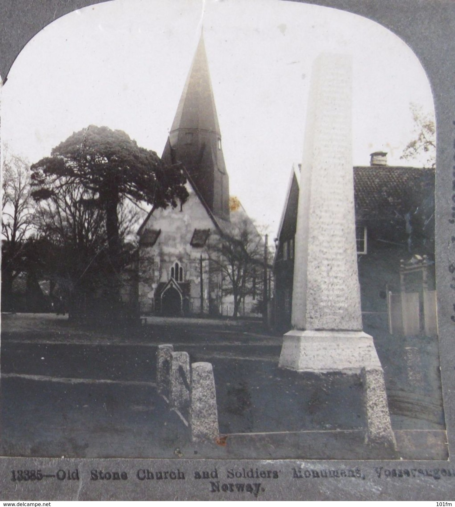 CARTE STEREOSCOPIQUE  - NORWAY - VOSSEVANGEN MONUMENT,  STEREO PHOTO - Stereoskopie