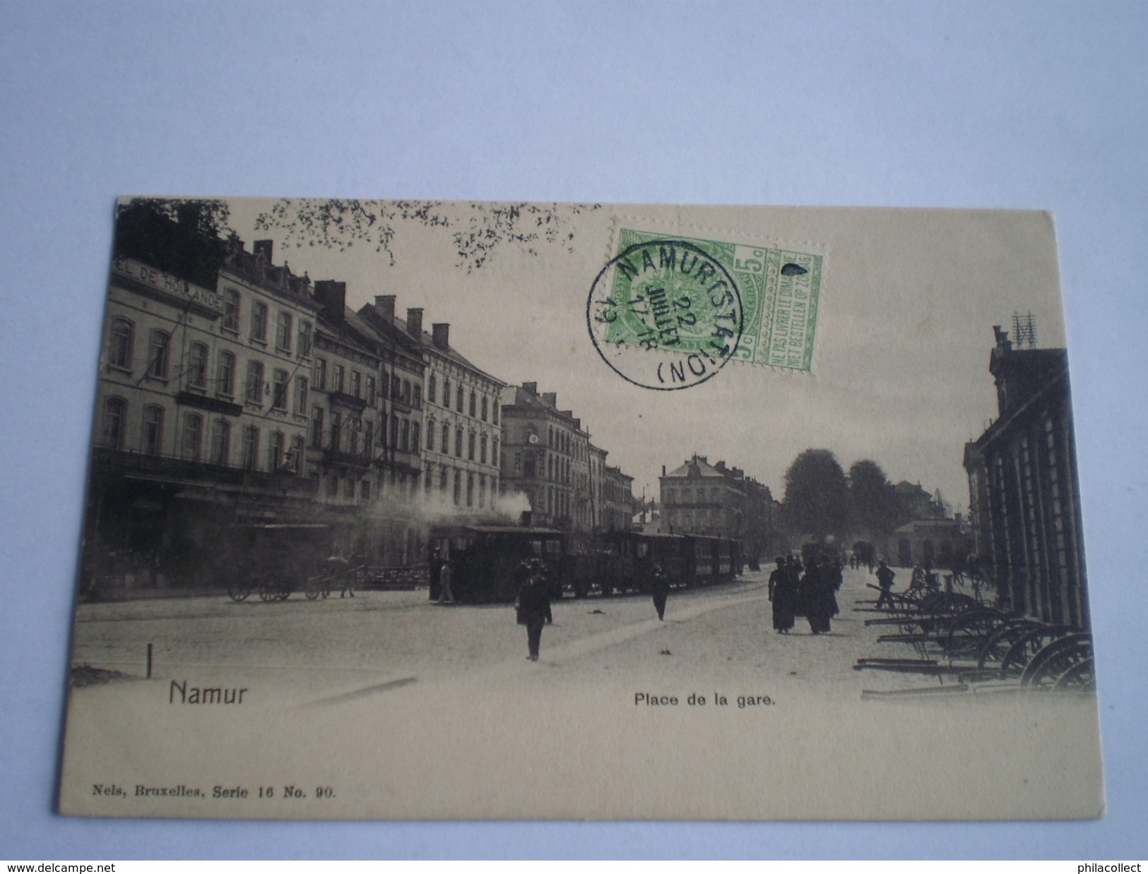 Namur // Place De La Gare (animee - Tram Vapeur) Used 1905 Ed. Nels 16/90 - Namen