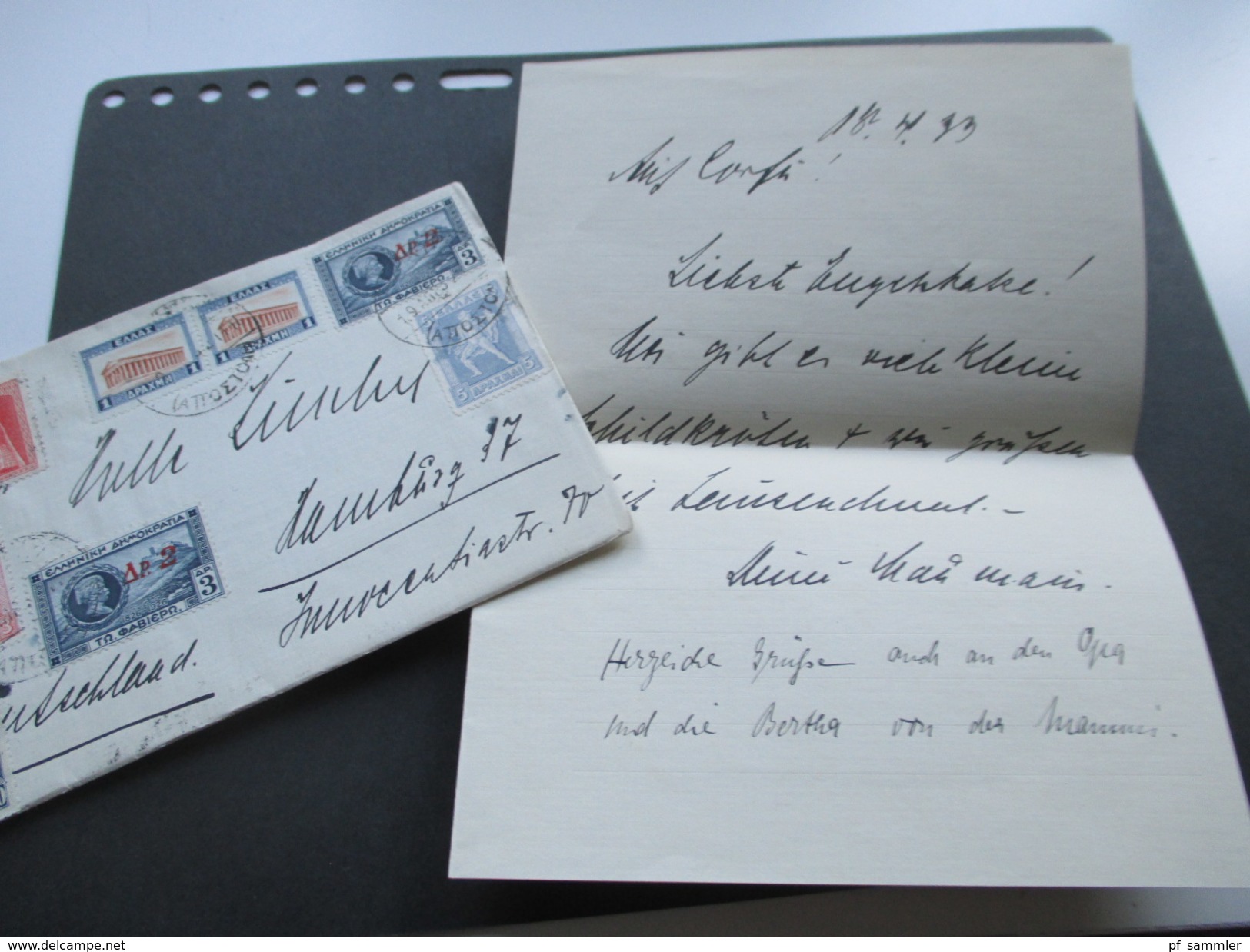 Griechenland 1930er Jahre MiF Beleg Nach Hamburg Mit Inhalt! Interessant?! - Storia Postale