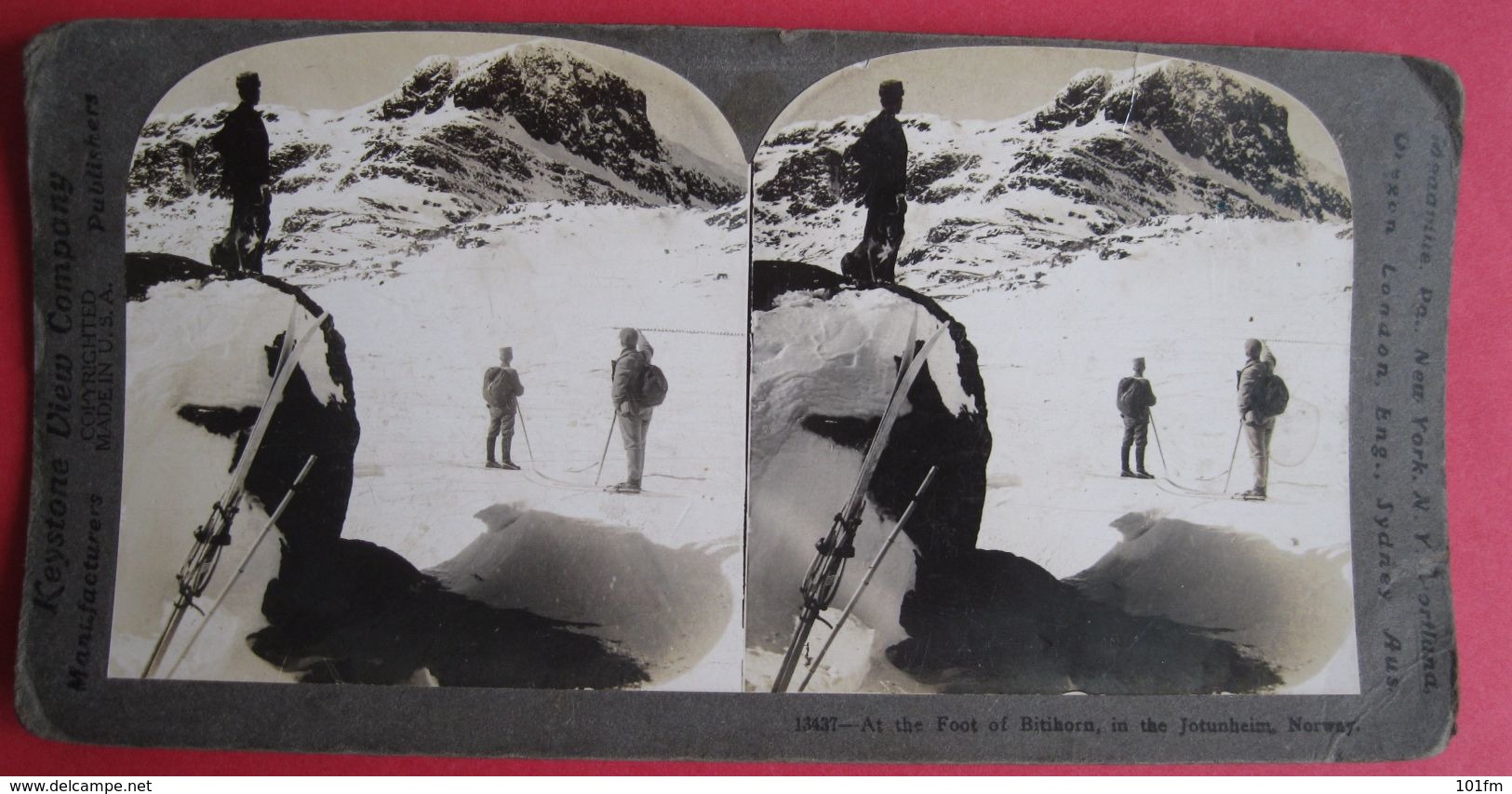 CARTE STEREOSCOPIQUE  - NORWAY - BITIHORN, JOTUNHEIM, SKIING  STEREO PHOTO - Stereoskopie