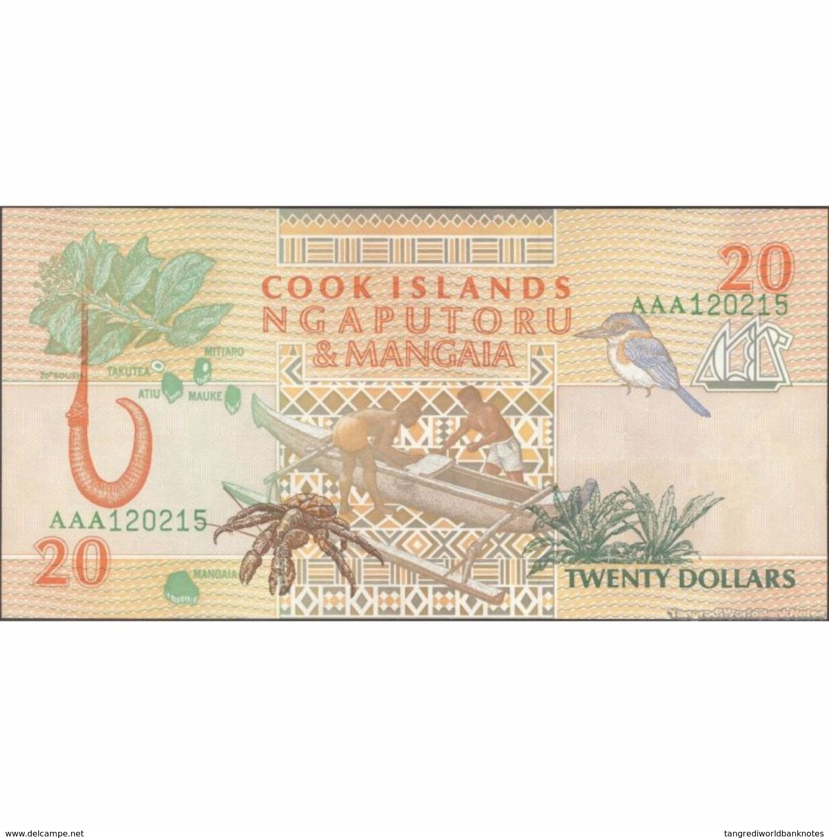 TWN -  COOK ISLANDS 9a - 20 Dollars 1992 Prefix AAA - Ngaputoru & Mangaia AU/UNC - Cookeilanden