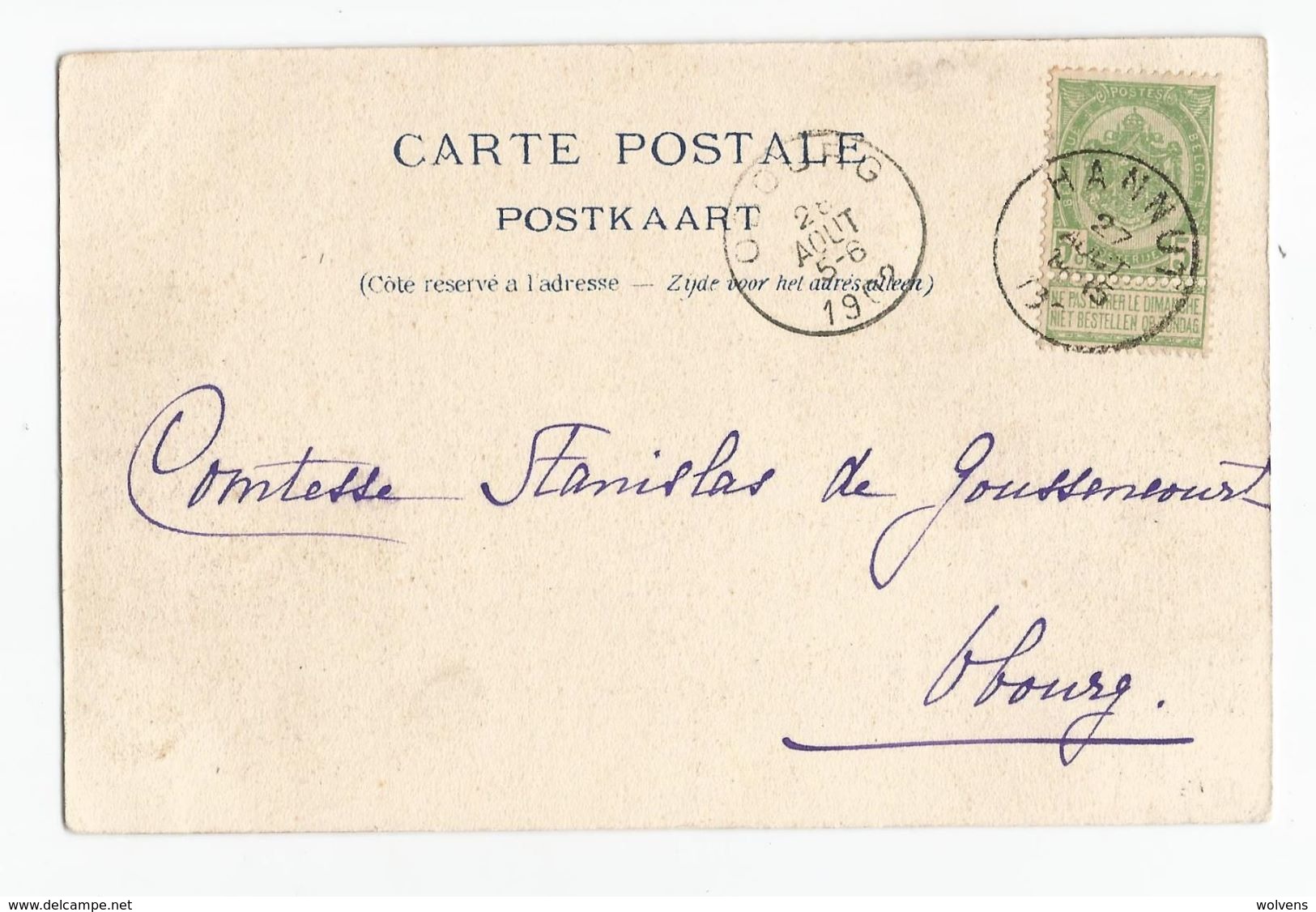 Hannut Château De Crasavernas Carte Postale Ancienne 1902 - Hannuit