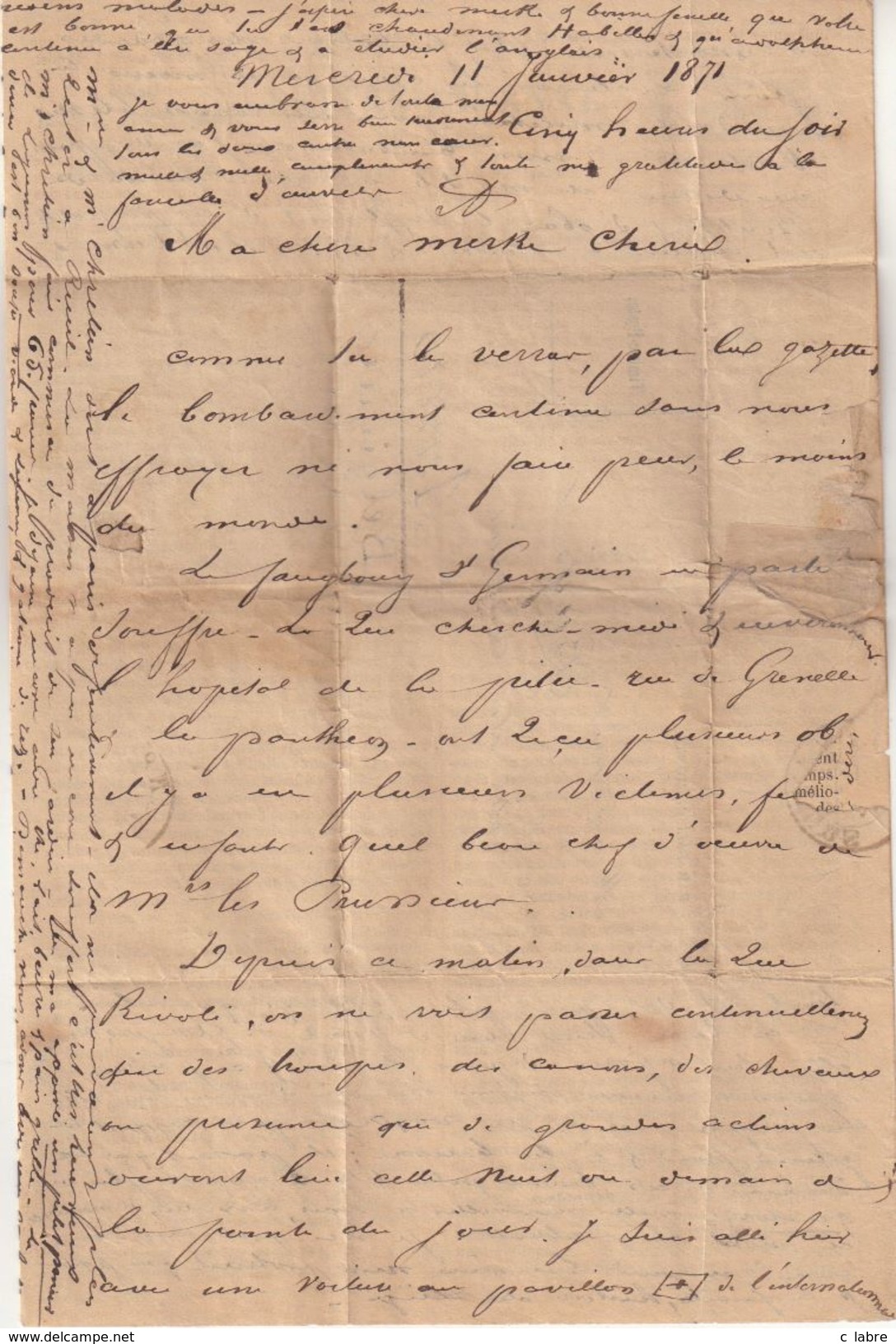 FRANCE : BALLON MONTE . GAZETTE DES ABSENTS N° 25 . DE PARIS LE 11/01/71 . POUR ANVERS . ( BELGIQUE ) . - Guerre De 1870