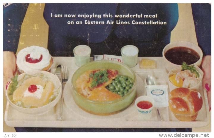 Eastern Airlines In-Flight Meal, Advertisement C1950s Vintage Postcard - Sonstige & Ohne Zuordnung