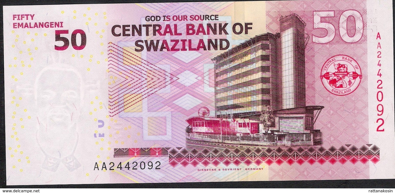 SWAZILAND P38 50 EMALANGENI 2010  UNC. - Swaziland