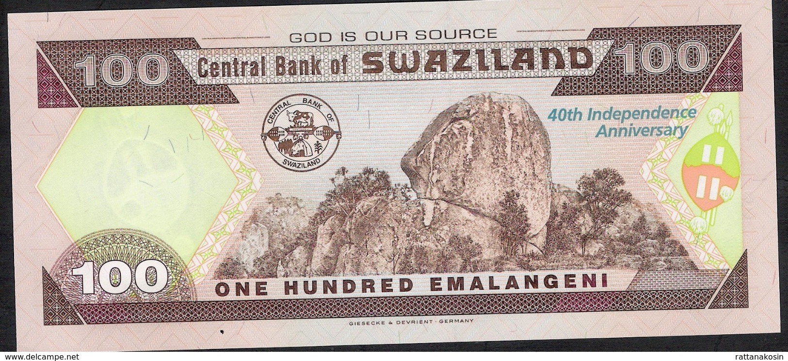 SWAZILAND P34 100 EMALANGENI 2008 #HM Signature 9b    UNC. - Swaziland