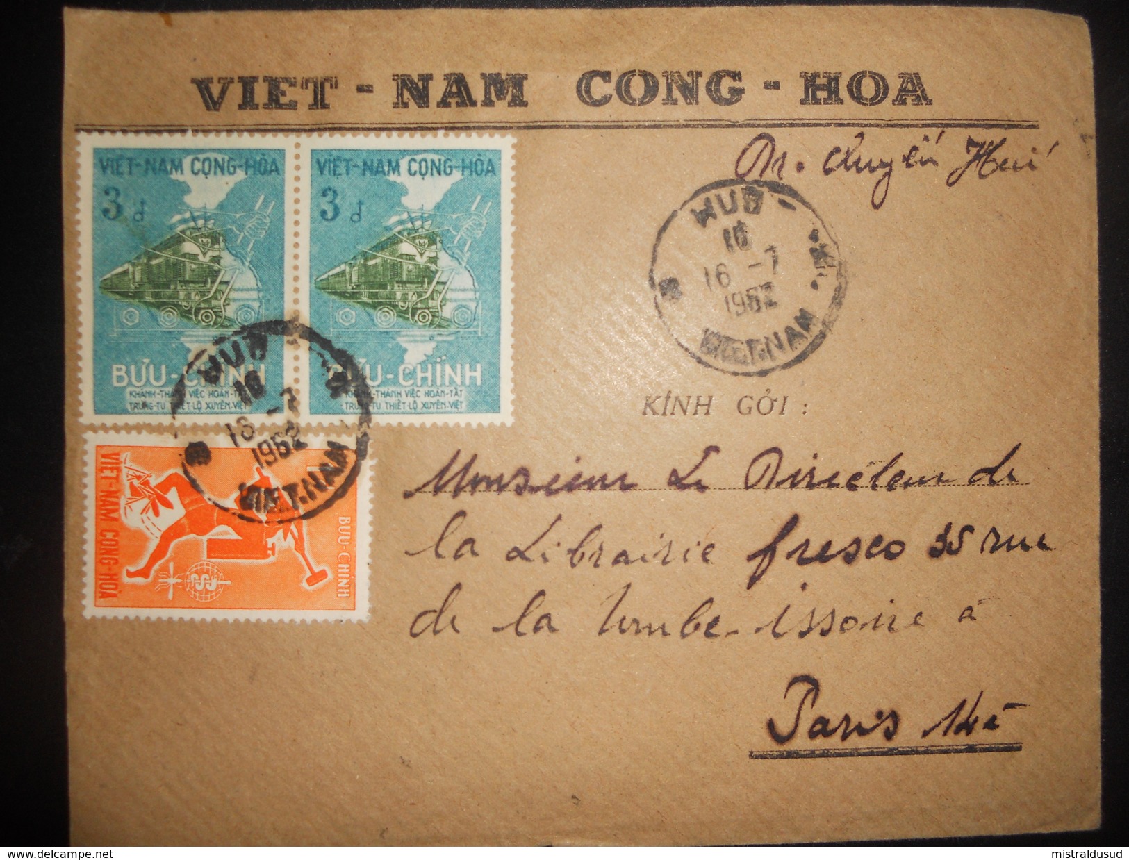 Viet Nam Lettre De 1962 Pour Paris - Vietnam