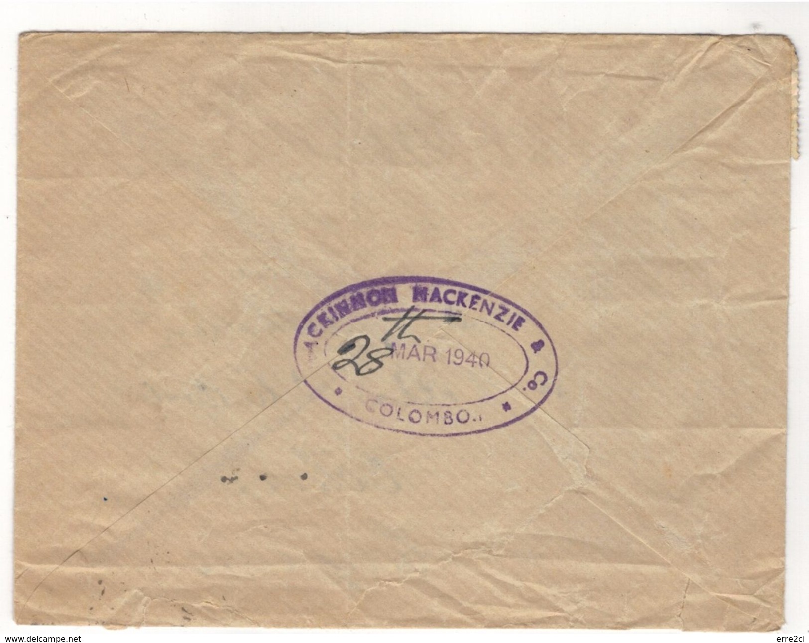 F544 - DESTINATION CEYLON (SRI LANKA) AVION TARIF 2,50+3,50 DU 16-3-40 - Lettres & Documents