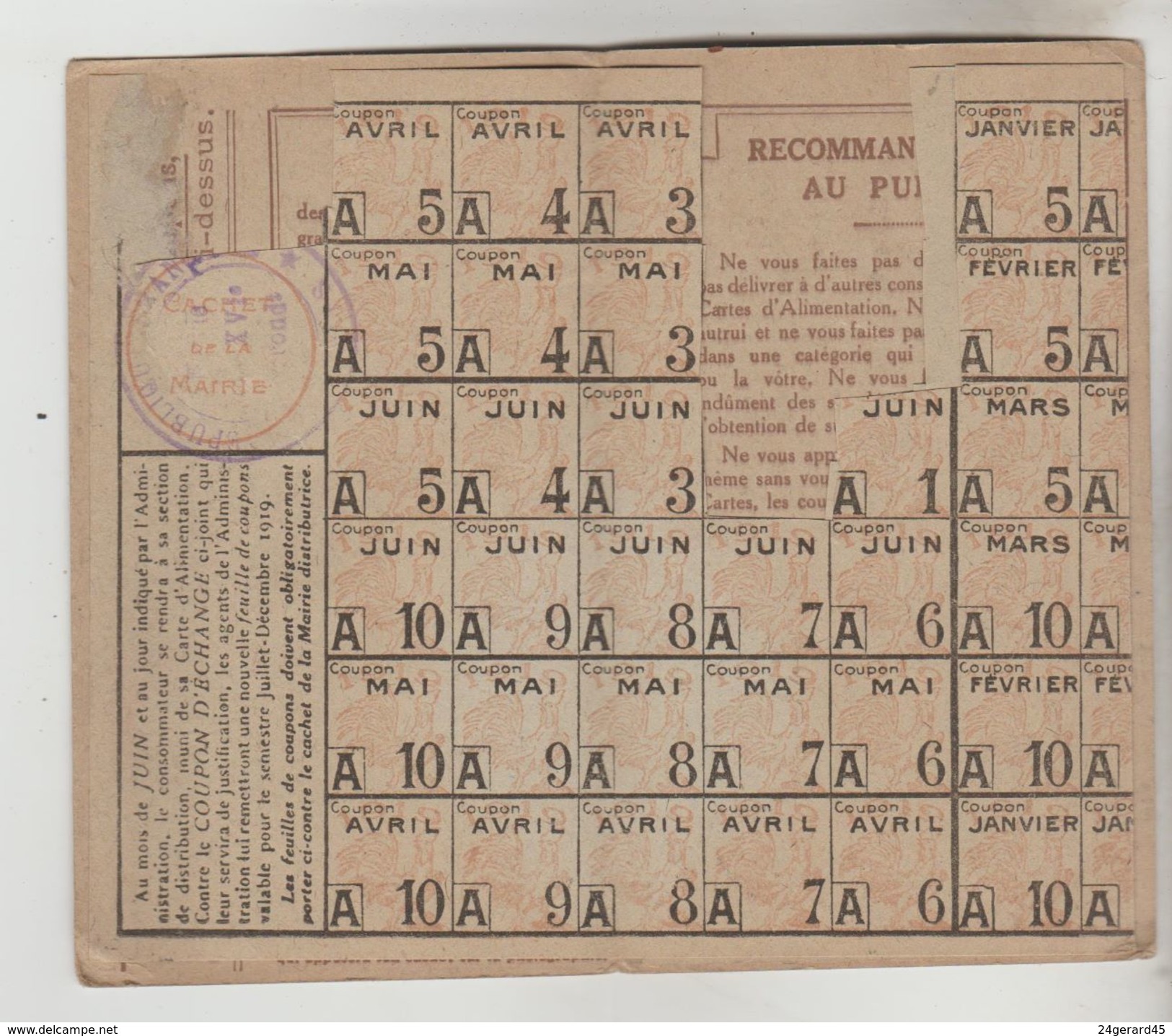 DOCUMENT OFFICIEL - CARTE INDIVIDUELLE D'ALIMENTATION N° 22041 DU 20/12/1918 PARIS - Autres & Non Classés