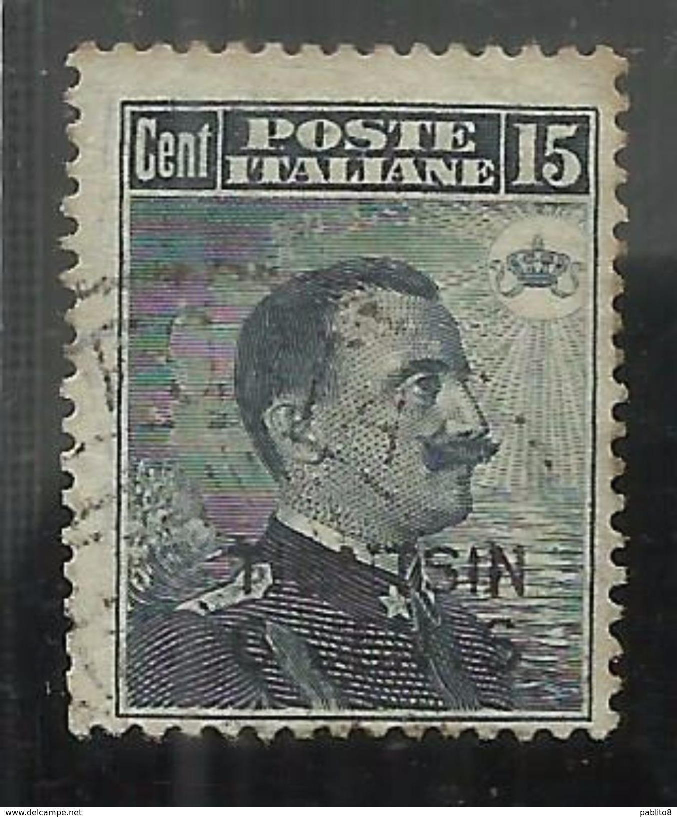 TIENTSIN TIENSTIN 1917 SOPRASTAMPATO D'ITALIA ITALY OVERPRINTED CENTS 6 C SU 15 CENT. USATO USED OBLITERE' CERTIFICATO - Tientsin