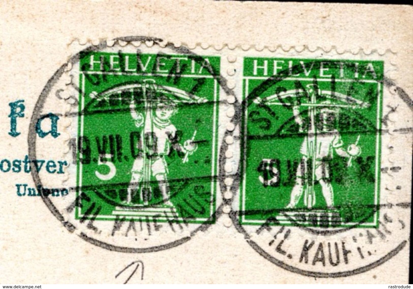 1909 - Postkarte Tillknabe - St. Gallen - Postamt Im Kaufhaus - Frühster Bekannter Stempel - Marcophilie
