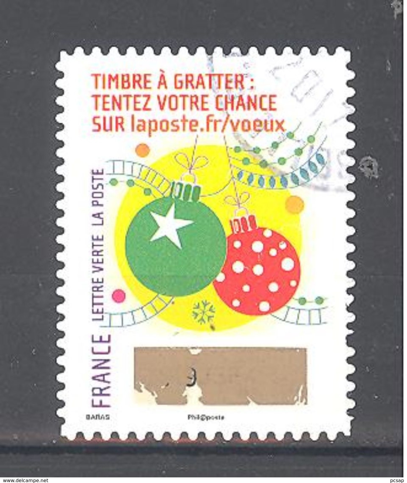 France Autoadhésif Oblitéré N°1345 (Timbre De Voeux) (cachet Rond) - Oblitérés