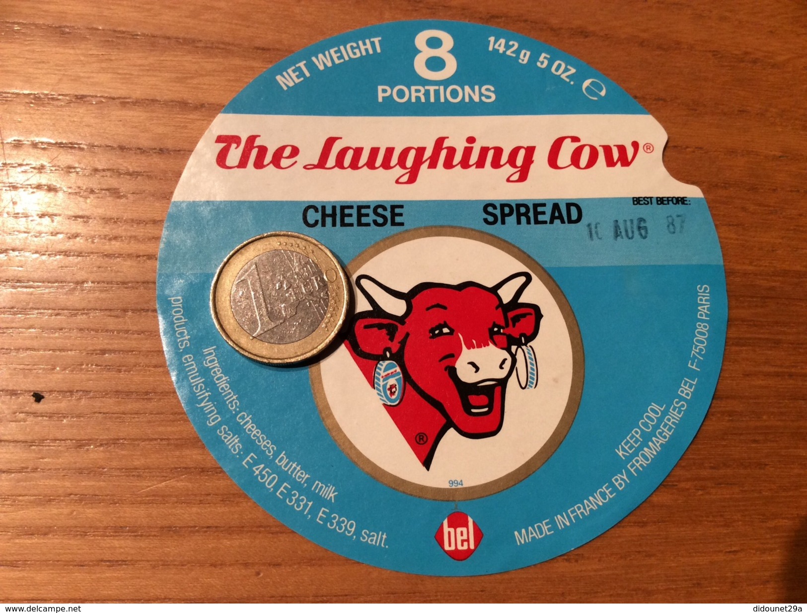 Etiquette Fromage « La Vache Qui Rit 8 PORTIONS The Laughing Cow » (1987) - Käse