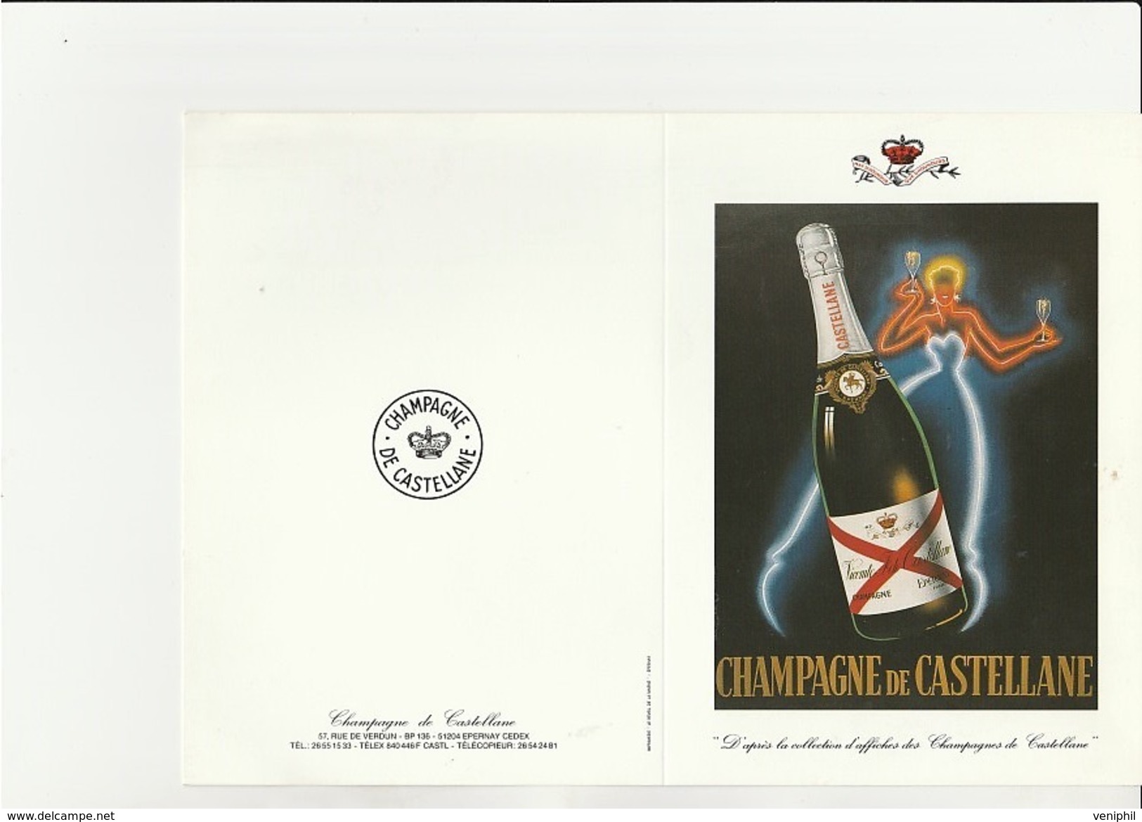 MENU ILLUSTRE  CHAMPAGNE DE CASTELLANE- ANNEE 1990 - - Menu