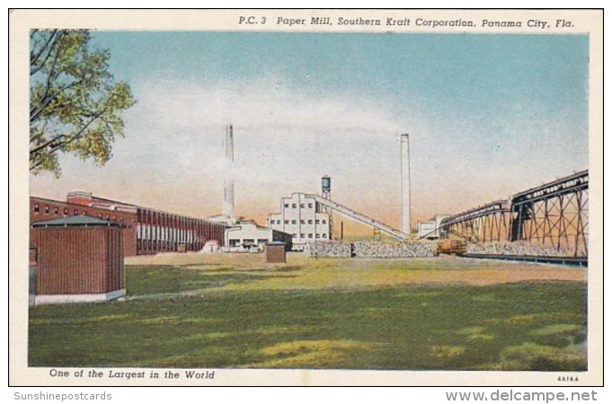 Florida Panama City Paper Mill Southern Kraft Corporation Curteich - Panamá City