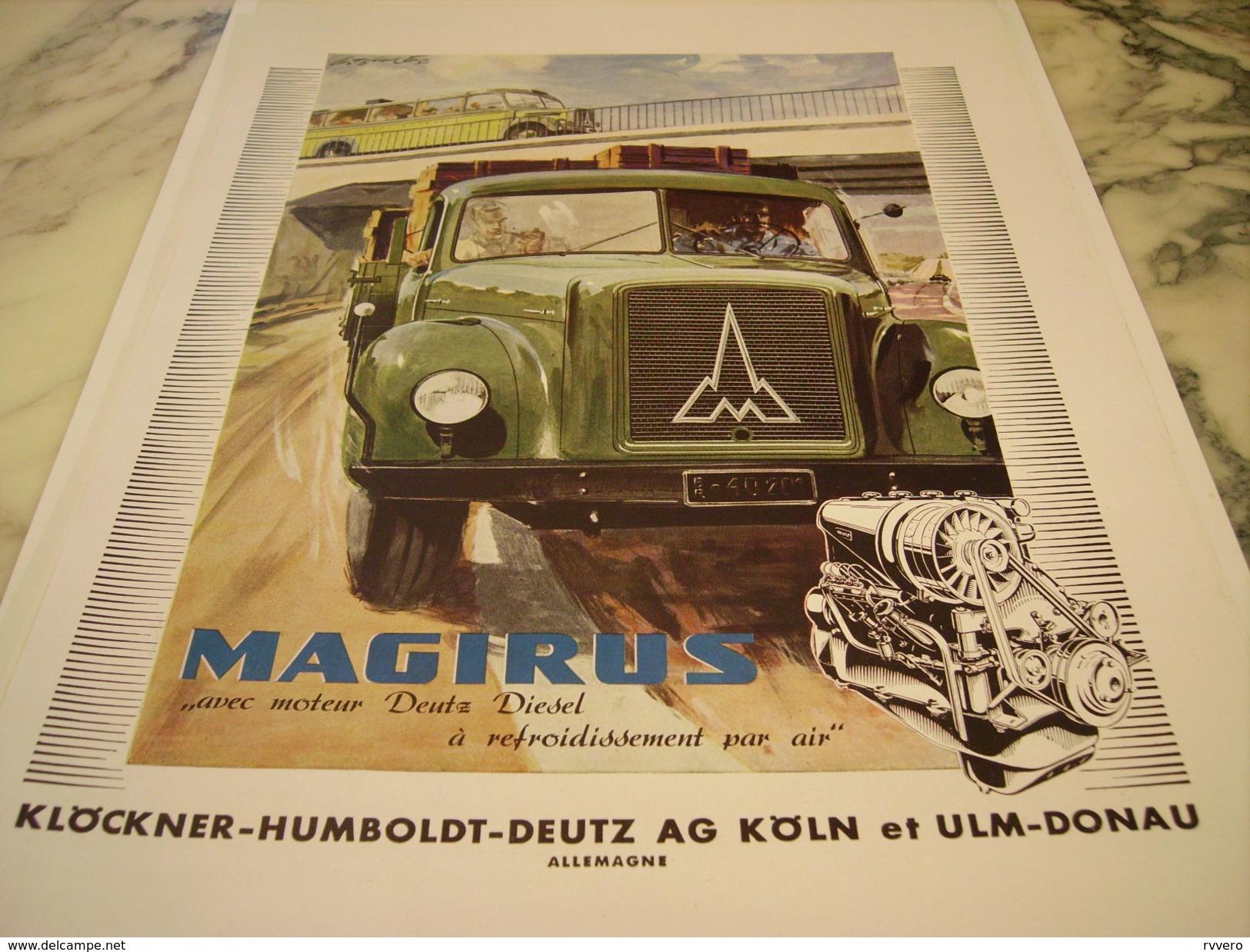 ANCIENNE PUBLICITE CAMION MAGIRUS MOTEUR DEUTZ DIESEL - Trucks