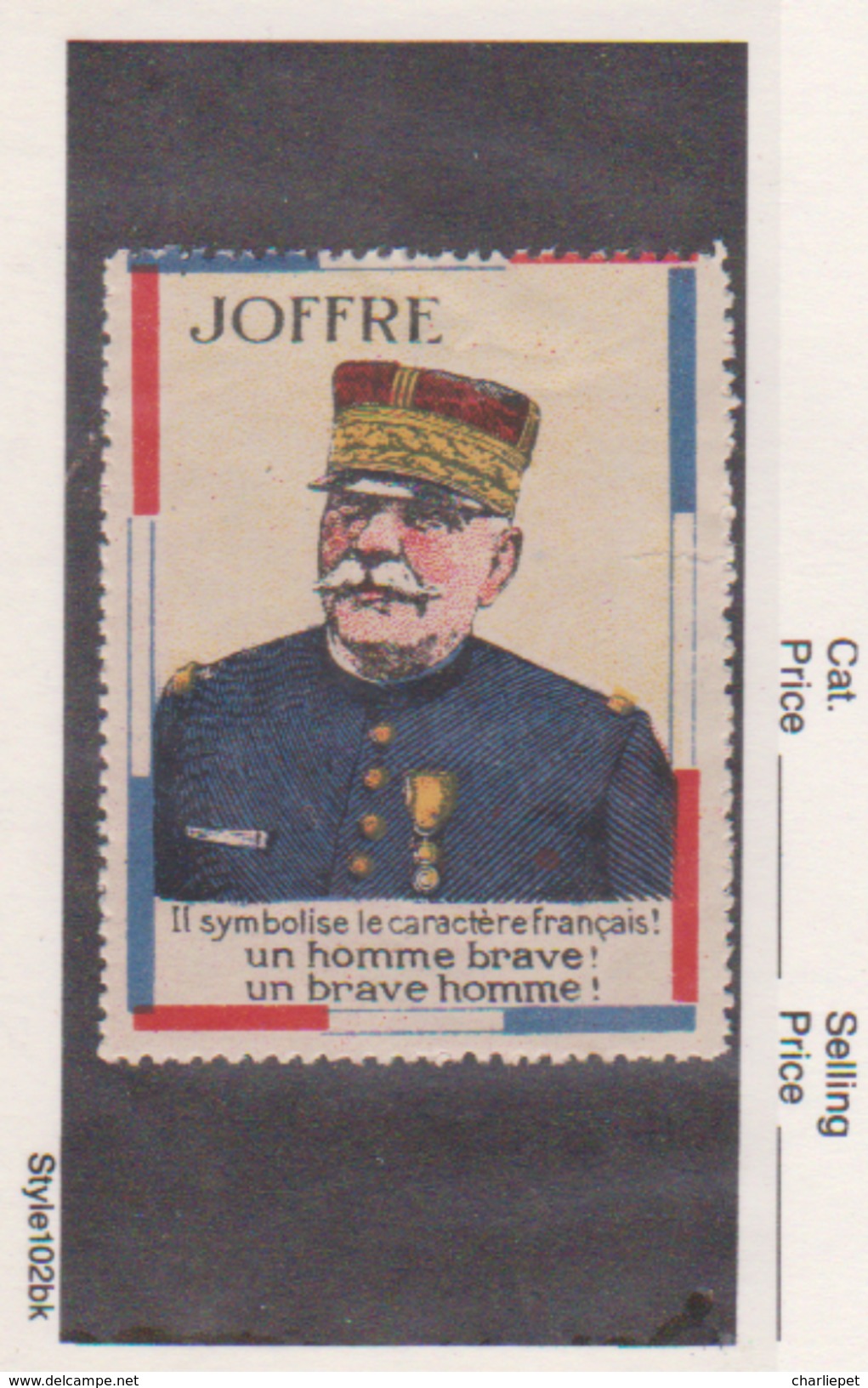 France WWI General Joffre -  Vignette  Military Heritage Poster Stamp - Military Heritage