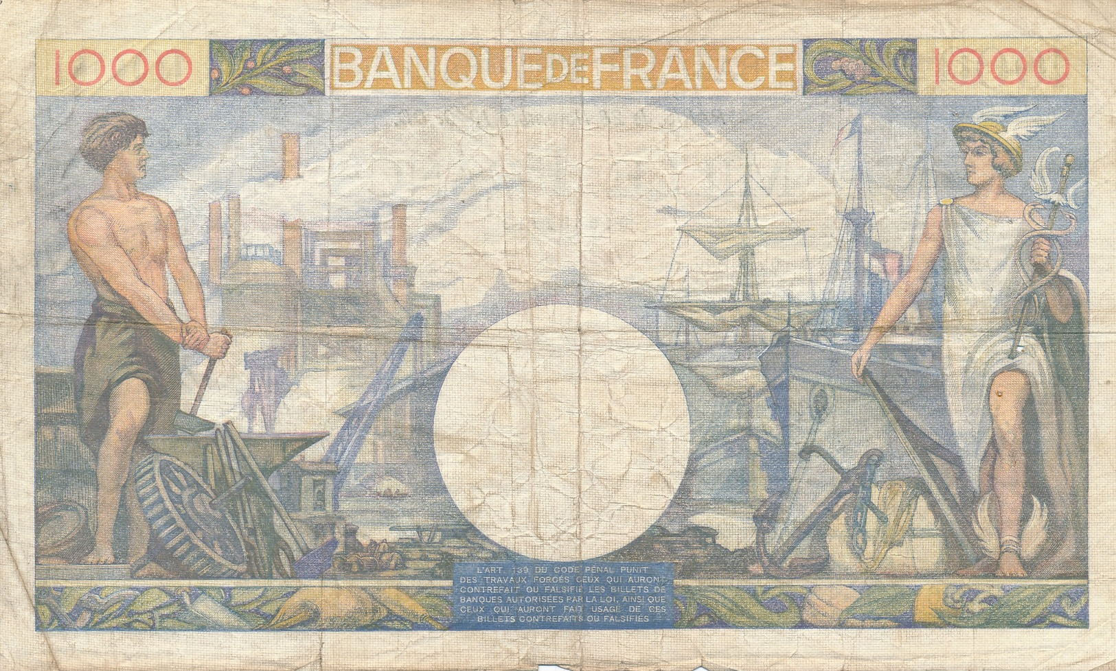 G501 - Billet De 1000 Francs - Commerce Et Industrie - 228 Novembre 1940 - 1 000 F 1940-1944 ''Commerce Et Industrie''