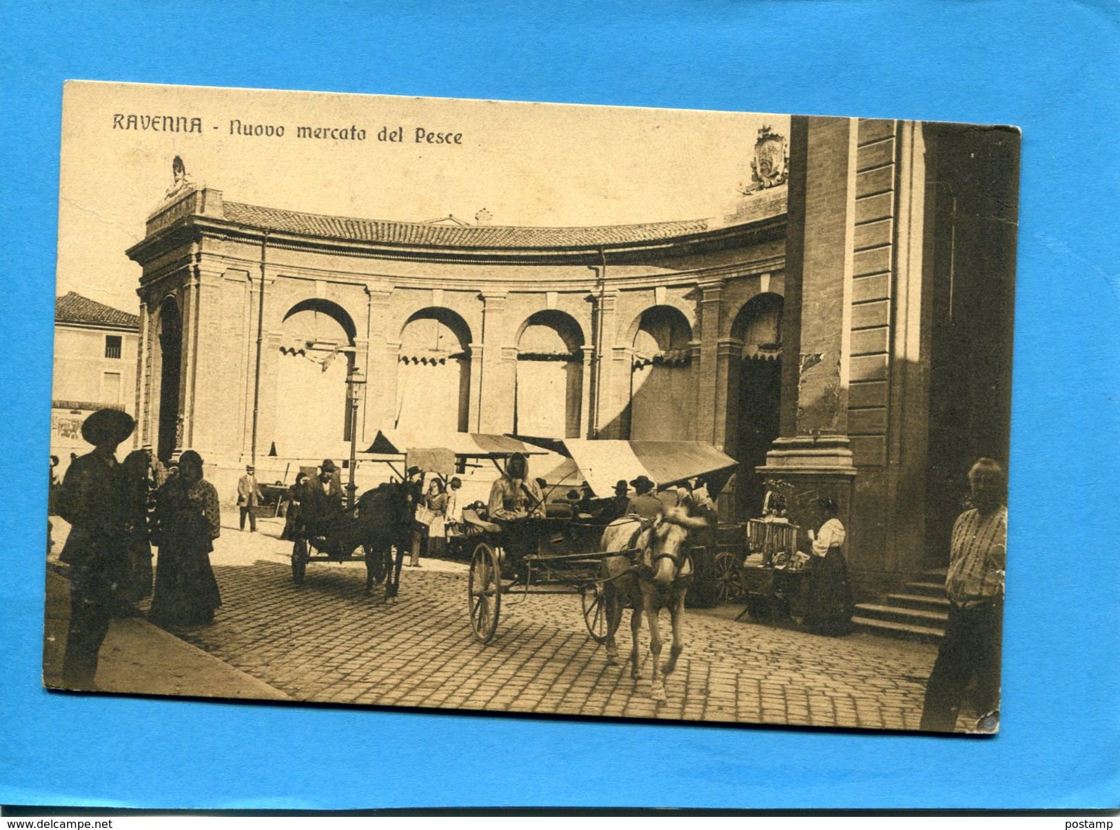 RAVENNA-nuovo Mercato Del Pesce-rue Et étals -animée  A Voyagé En 1915 -édition L O - Ravenna