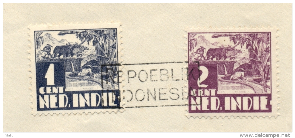 Nederlands Indië / Indonesia - 4 Zegels Met Stempelopdruk REPOEBLIK INDONESIA Op Cover - Not Sent - Nederlands-Indië