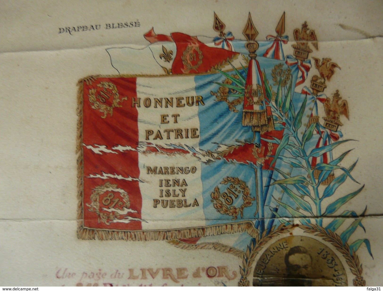 AQUARELLE Livre D'or Du 81 éme Régiment D'infanterie Drapeau Blessé 1914 Au Bois D'Haudonville - 1914-18