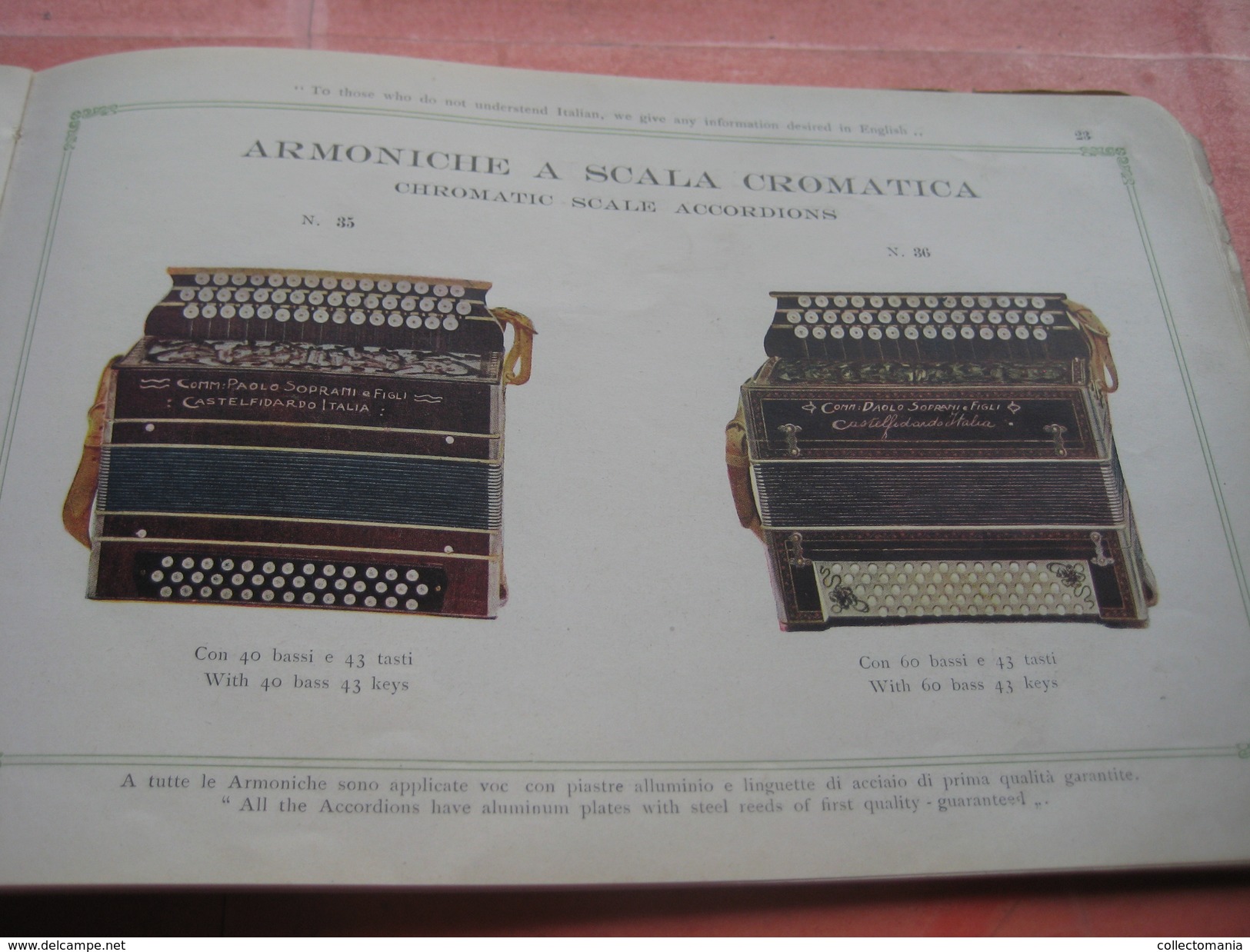 2 catalogues  ACCORDEON ARMONICHE CAIRDIN Accordion  - Meinel & Herold Klingnthal - PIETRO FORTE Paolo Soprani & Figli