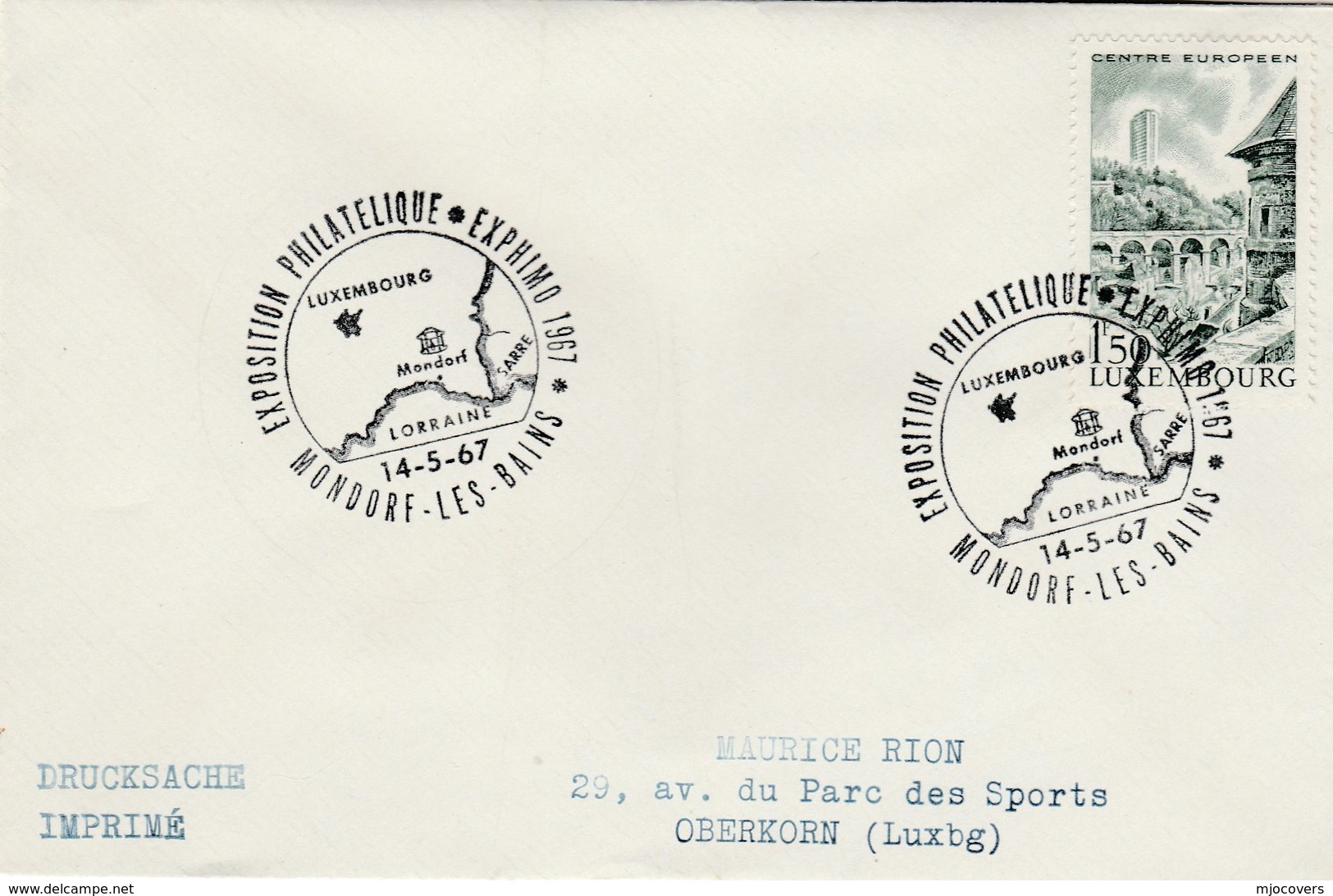 1967 Luxembourg EXPHIMO PHILATELIC EXHIBITION  COVER Mondorf Les Baines Event Stamps Map - Philatelic Exhibitions