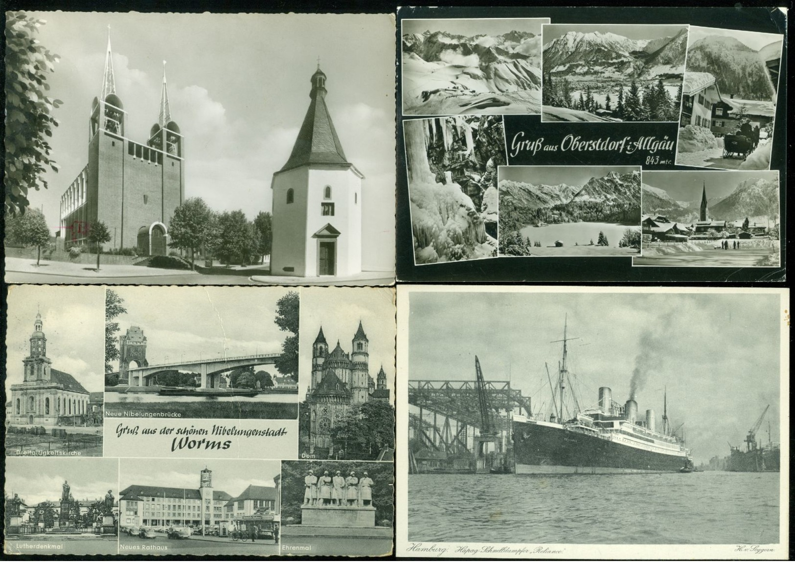 Beau lot de 60 cartes postales semi - modernes grand format noir & blanc d' Allemagne  Mooi lot 60 postk.gr.f. Duitsland