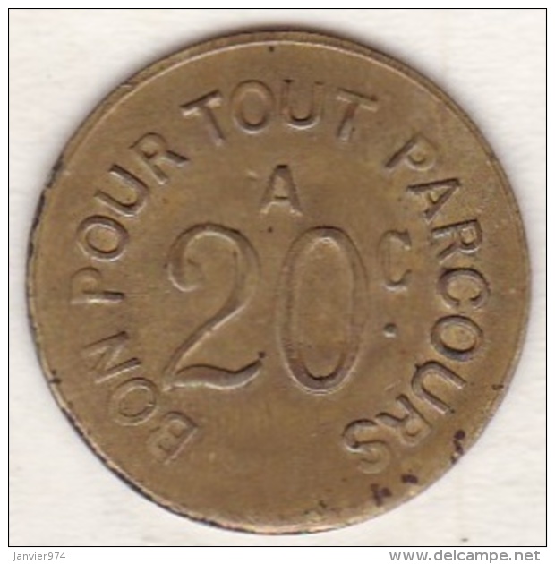 42 - LOIRE. Saint-Etienne. Chemin De Fer à Voie Etroite. 20 Centimes - Frappe Médaille - Monétaires / De Nécessité