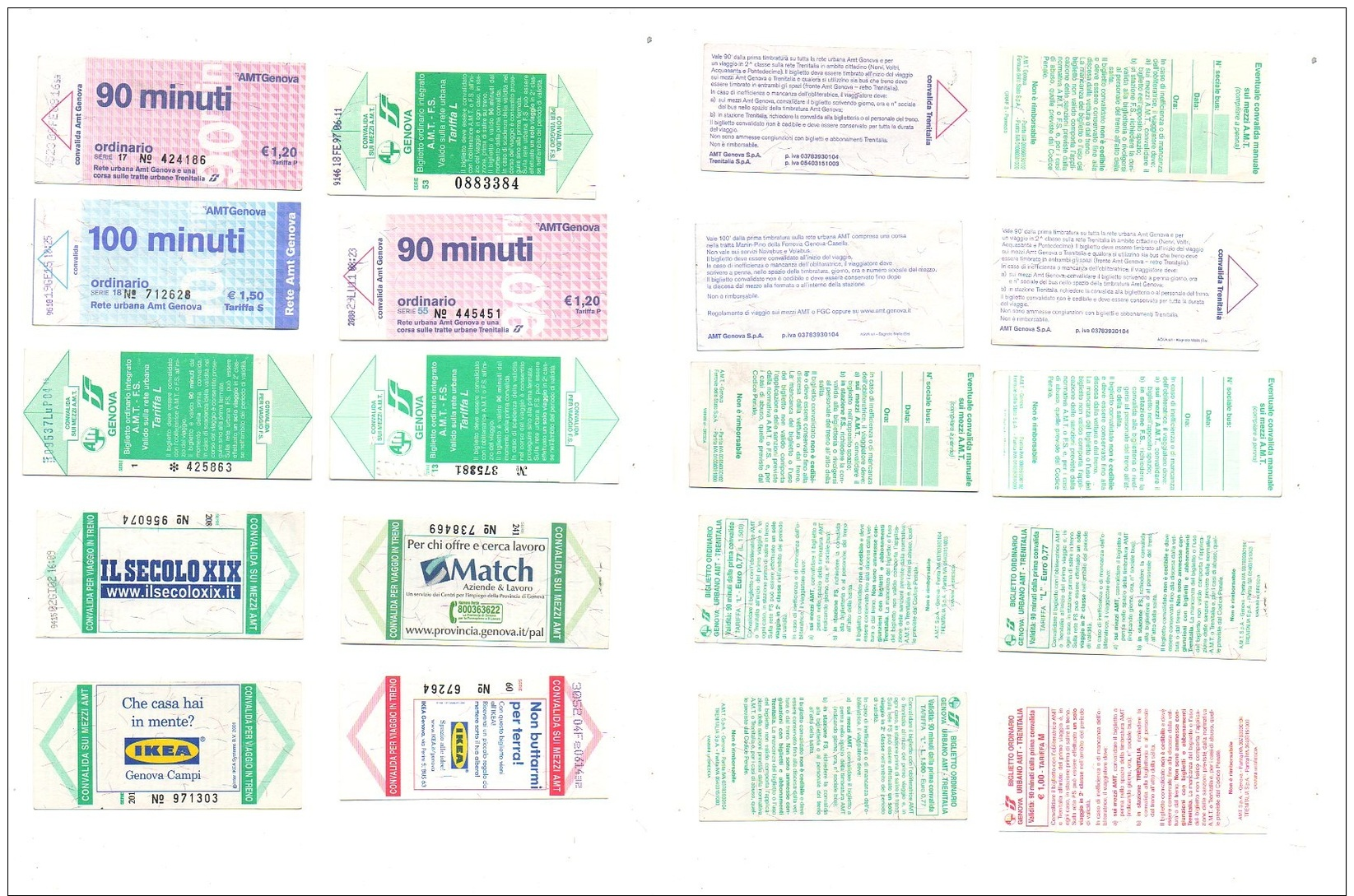 Bus Ticket Liguria AMT Genova - 10 Different (lot B) - Europe