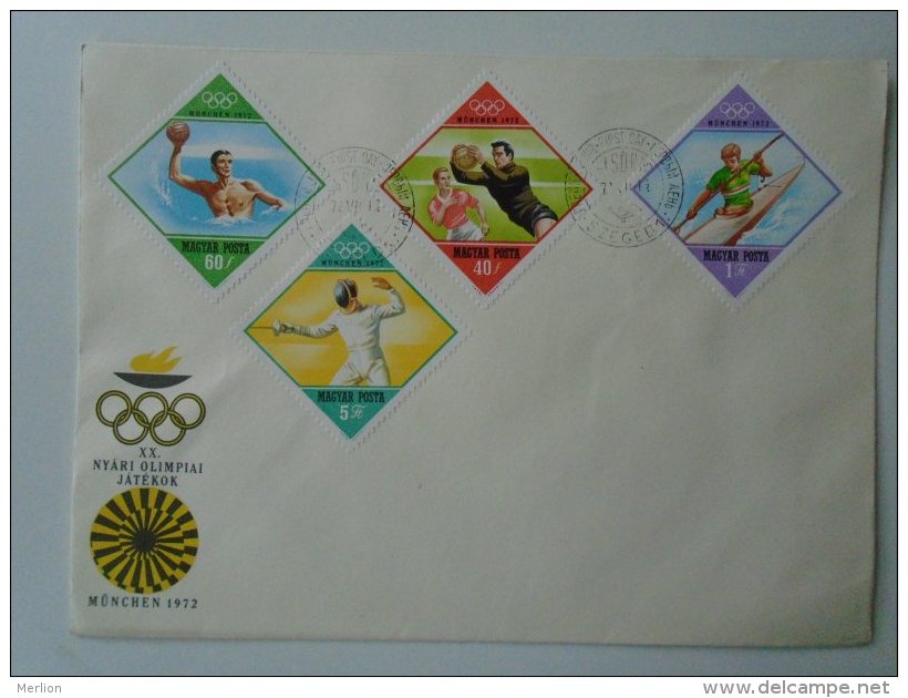 AV502.6  - 4 Pcs Of FDC  Olympic Games MÜNCHEN   Budapest 1972 FDC  Cancel Cover Hungary - Sommer 1972: München