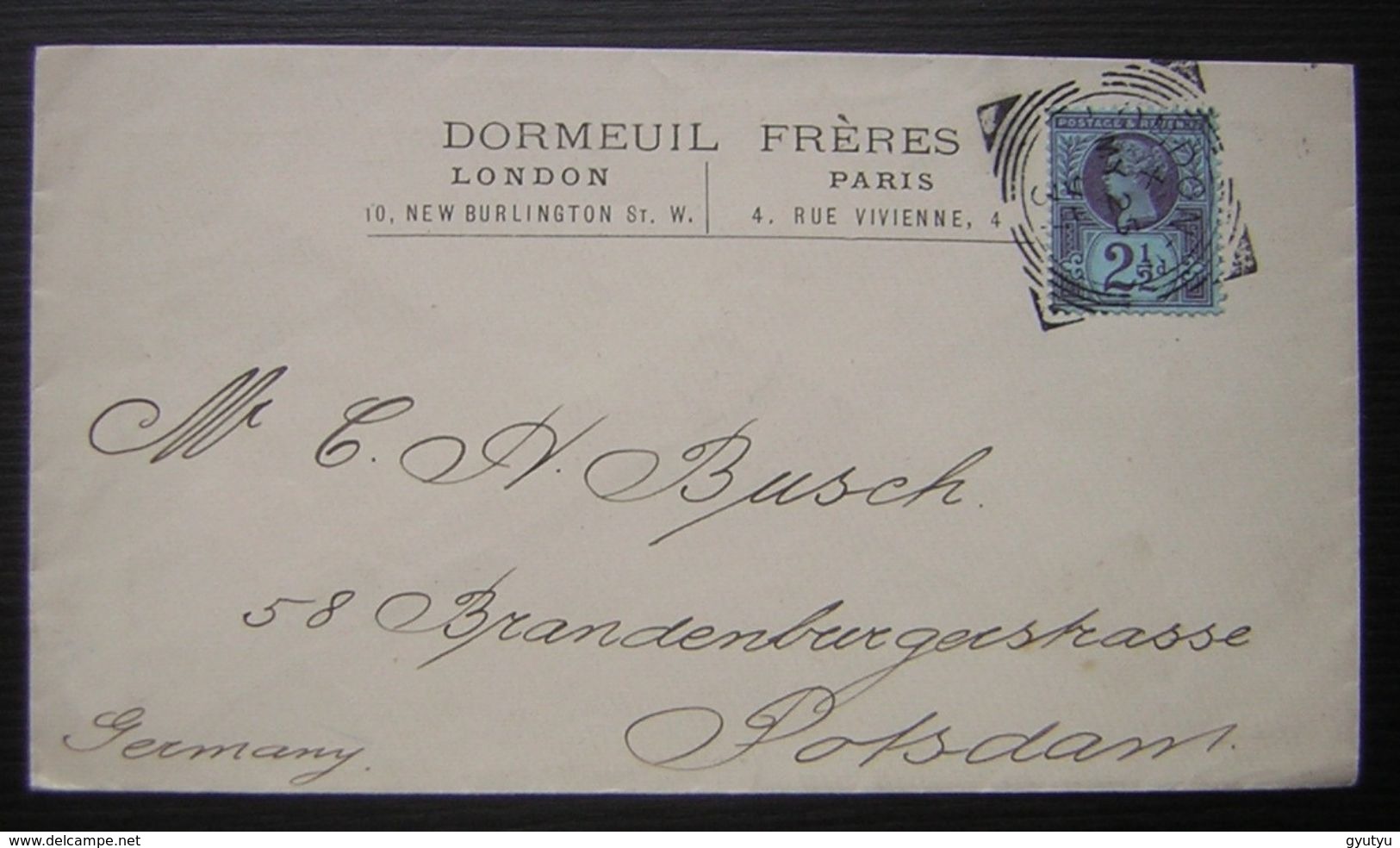 1892 Dormeuil Frères London Paris Lettre Pour Postdam Avec Cachet Carré, Très Jolie Lettre ! - Lettres & Documents