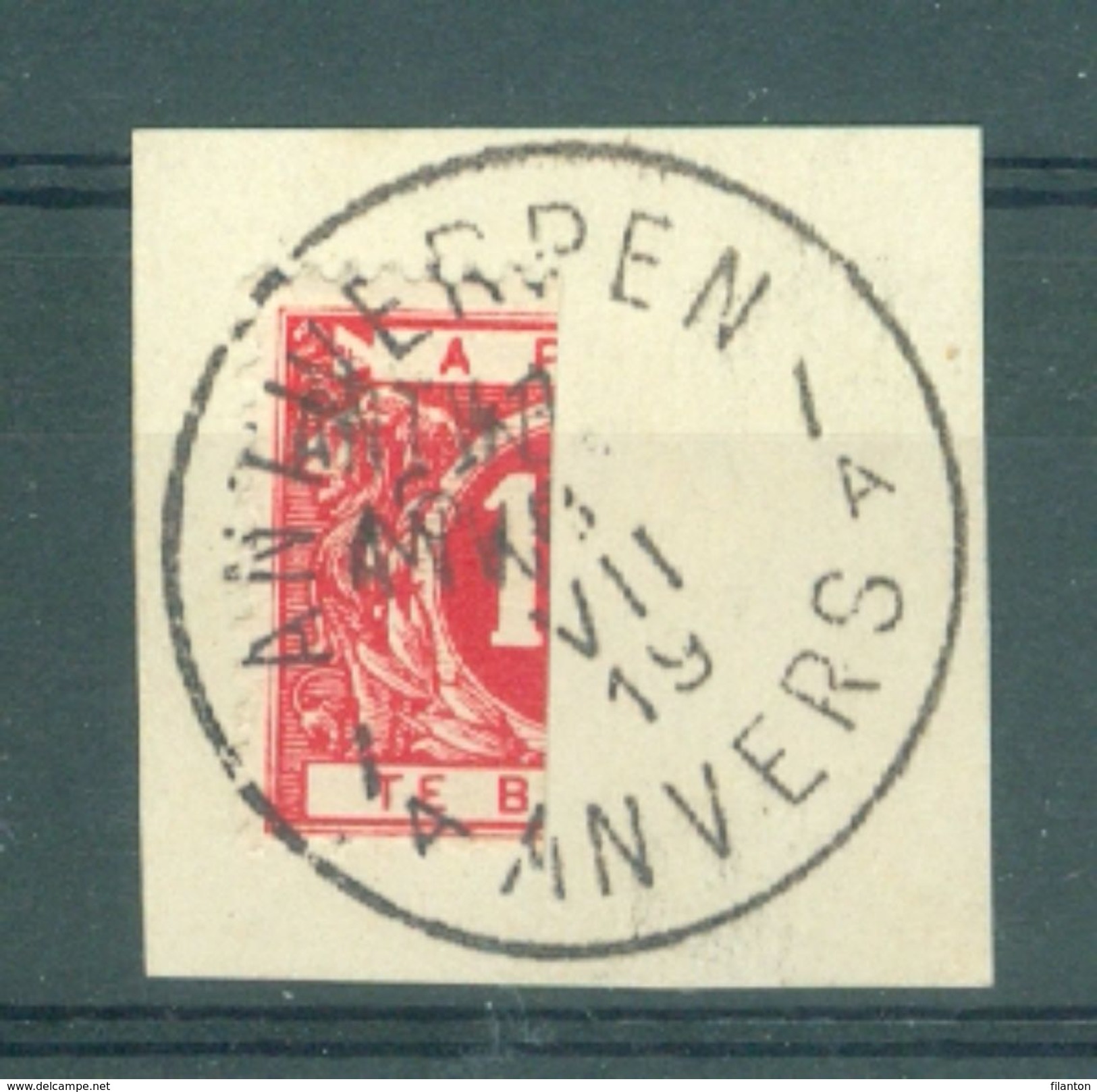 BELGIE - OBP Nr TX Nr 13 - Taxe/strafport - Gehalveerd Op Fragment - Cachet   "ANTWERPEN-ANVERS" Litt. A - (ref. ST 628) - Postzegels