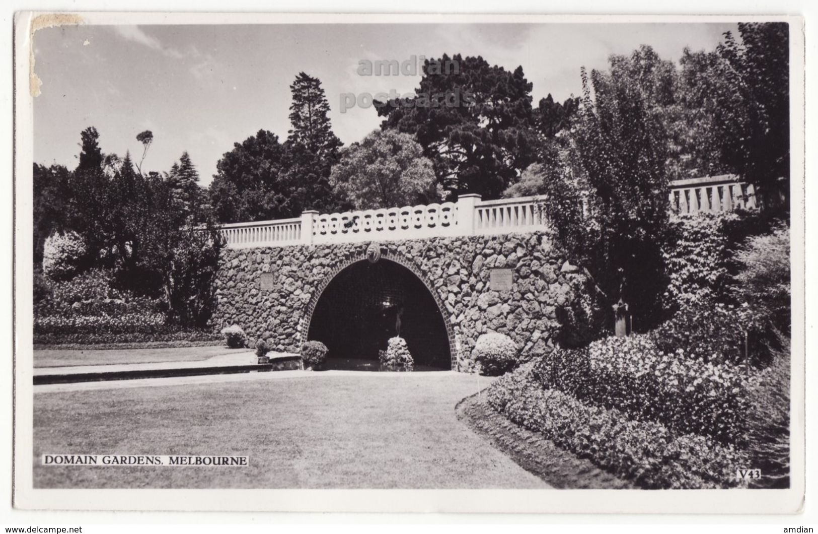 Melbourne Australia, Domain Gardens View C1920s Vintage Real Photo Postcard RPPC M8802 - Melbourne