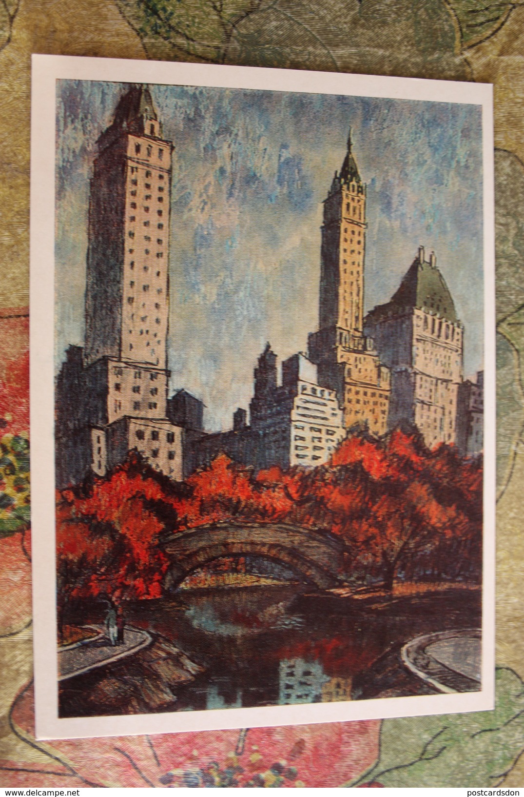 USA In Art. New York. Central Park  - Old Soviet Postcard -  1975 - Parks & Gardens