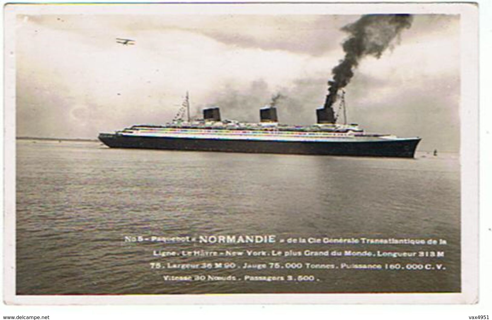 PAQUEBOT  NORMANDIE DE LA CIE GENERALE TRANSATLANTIQUE  LIGNE HAVRE NEW YORK   ***      A  SAISIR  ***** - Paquebote