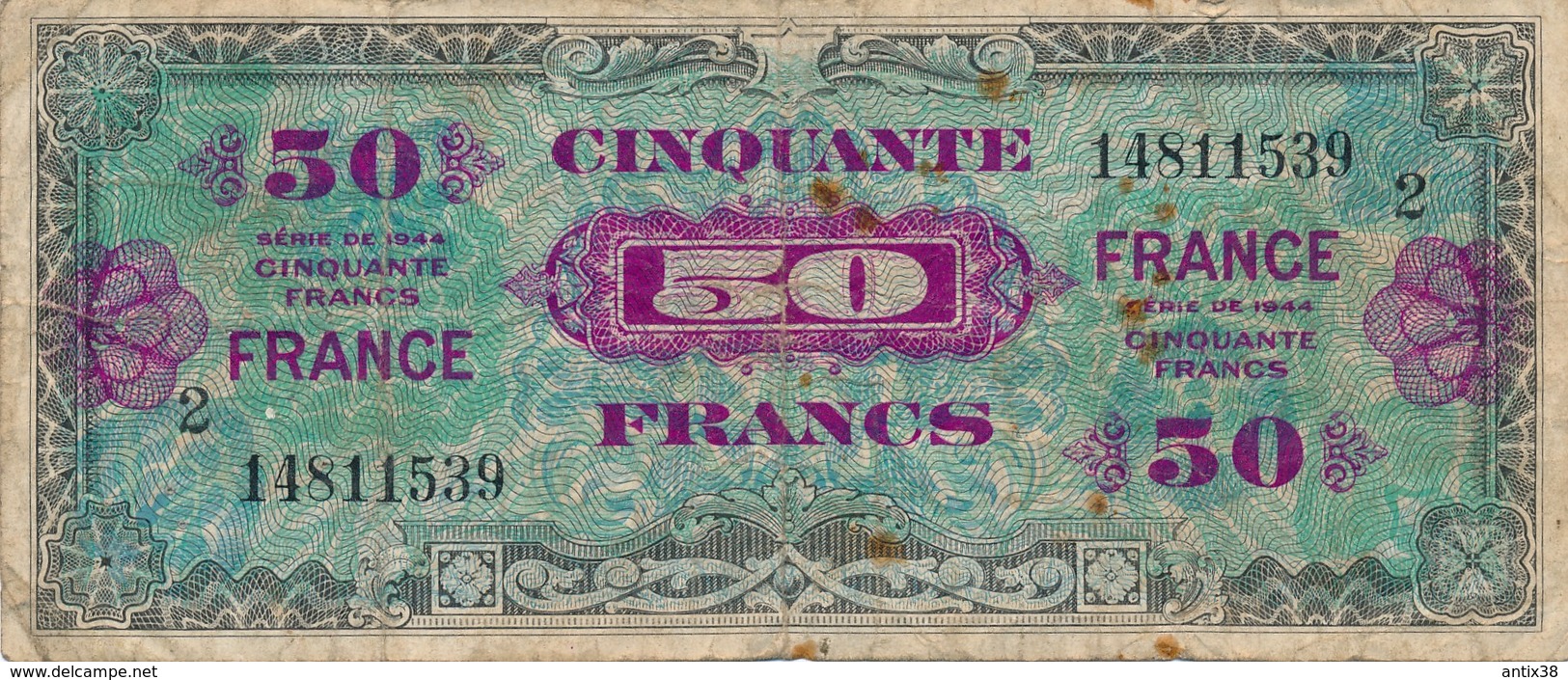 G502 - Billet De 50 Francs Trésor - Série 1944 - 1944 Drapeau/France