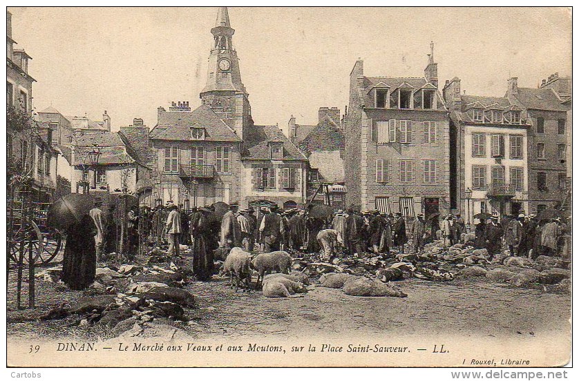 22 DINAN  Marché Aux Veaux Et Aux Moutons  , Sur La Place Saint-Sauveur - Dinan