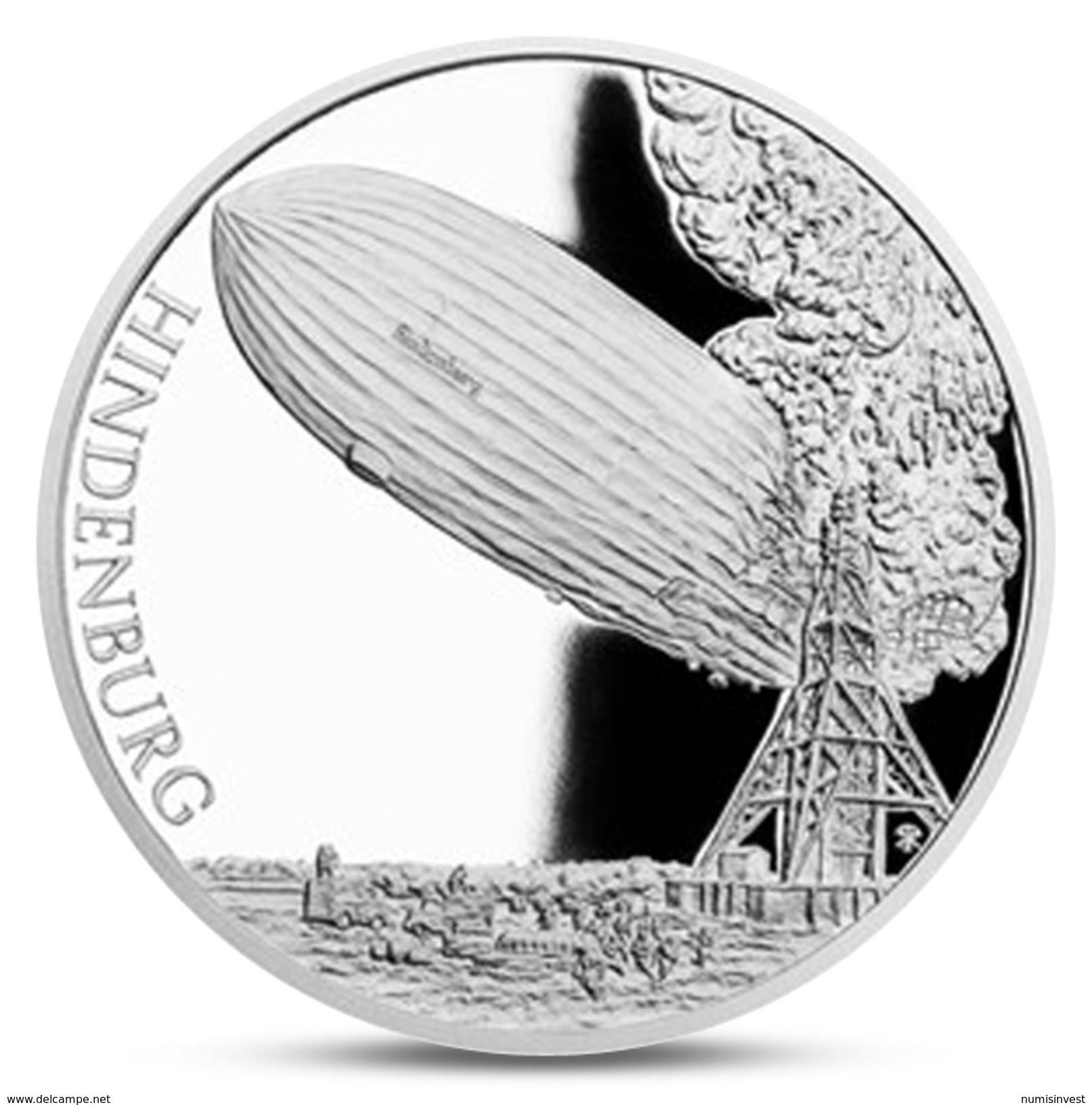 NIUE 1 DOLLAR FLIGHT HINDENBURG DASASTER AIRSHIP AIRPLANE SILVER  2017 PROOF - Niue