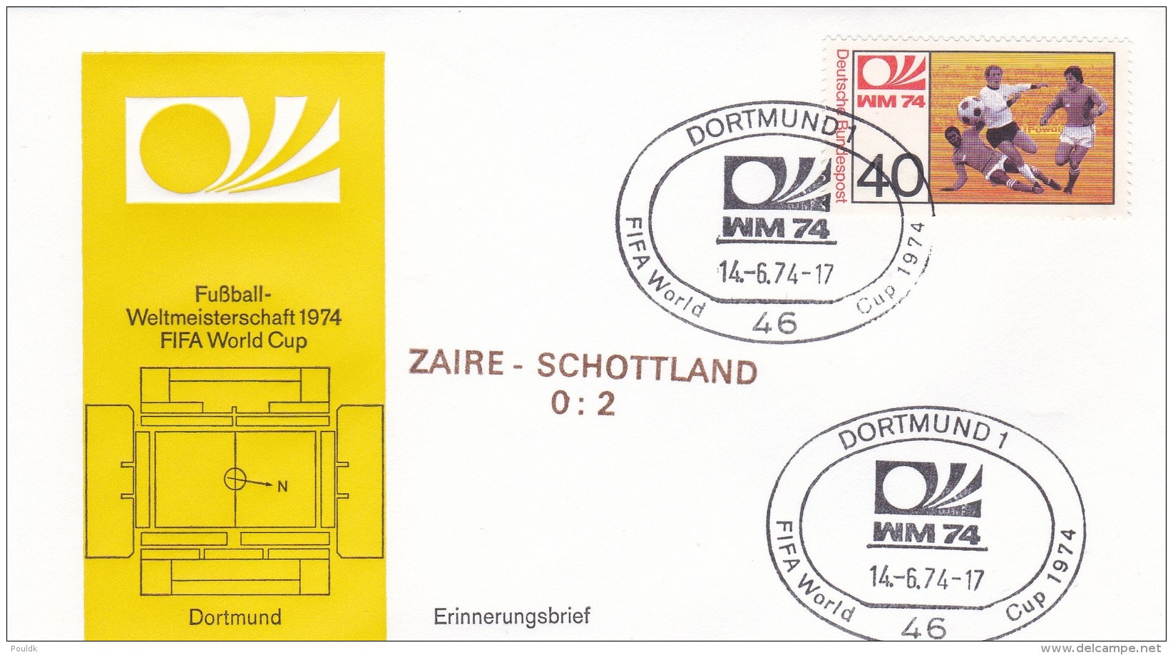Germany Cover 1974 FIFA World Cup Football -  Dortmund Zaire-Scotland 0:2   (DD9-28) - 1974 – Germania Ovest