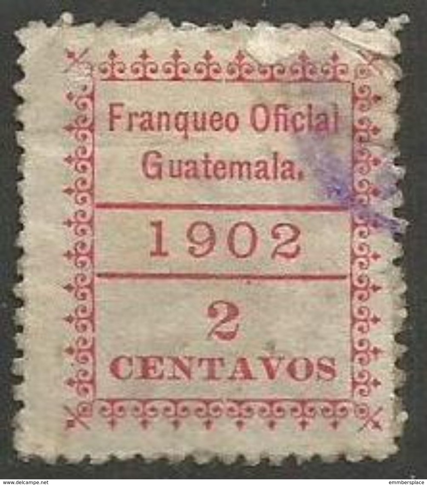 Guatemala - 1902 Official 10c Used   Sc O2 - Guatemala