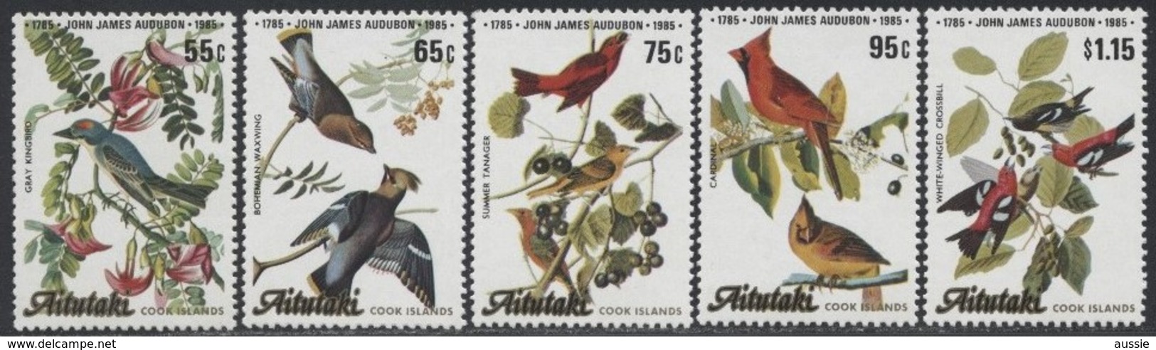 Aitutaki 1985 Yvertn° 419-423 *** MNH Cote 13,50 Euro Faune Oiseaux Vogels Birds Audubon - Aitutaki