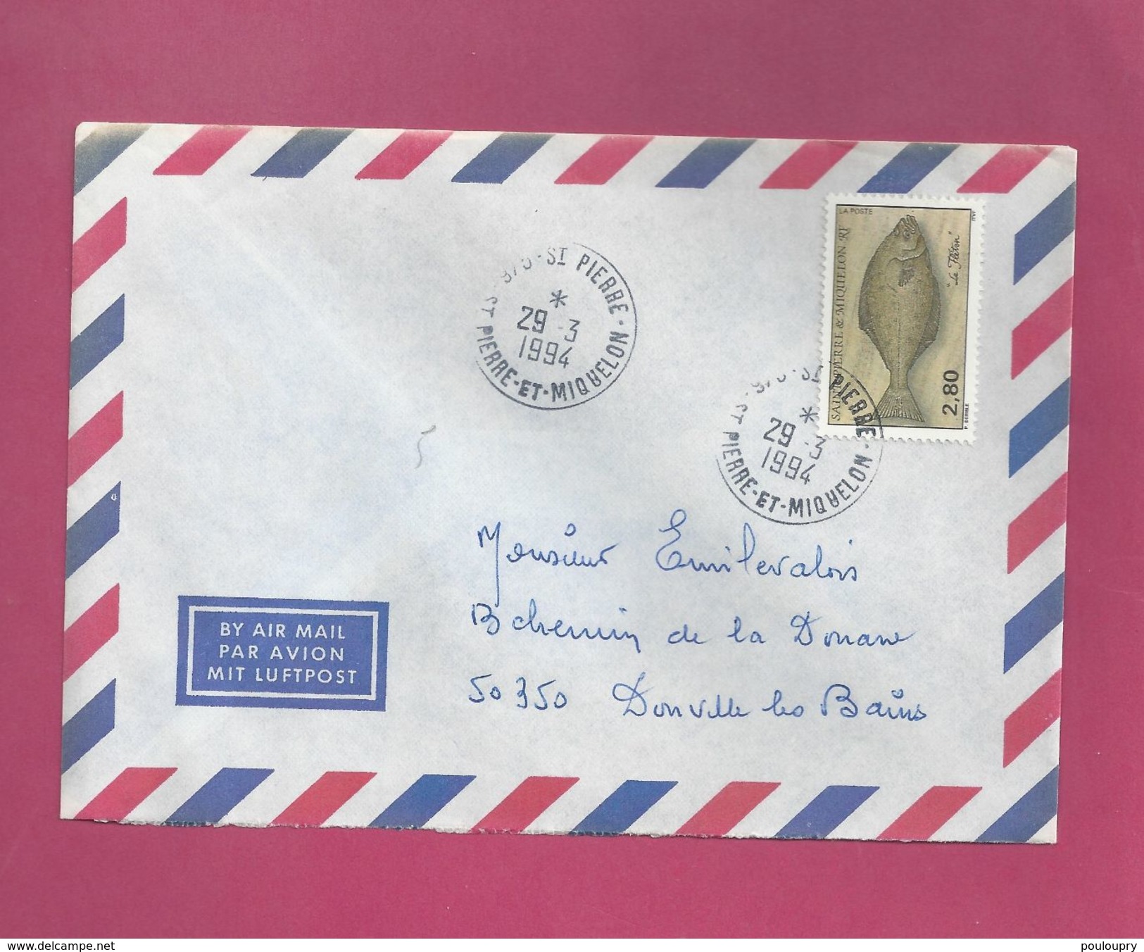 Lettre De Saint Pierre Et Miquelon Pour La France De 1994 - YT N° 583 - Poisson - Flétan - Briefe U. Dokumente