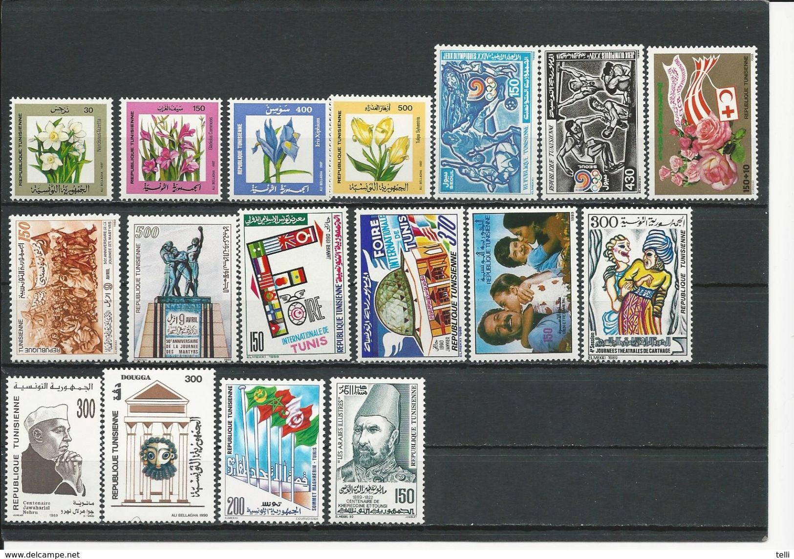 TUNISIE Timbres NEUFS SANS Charnière Voir Détail (17) **  Cote 14,20$ 1987-90 - Tunisie (1956-...)