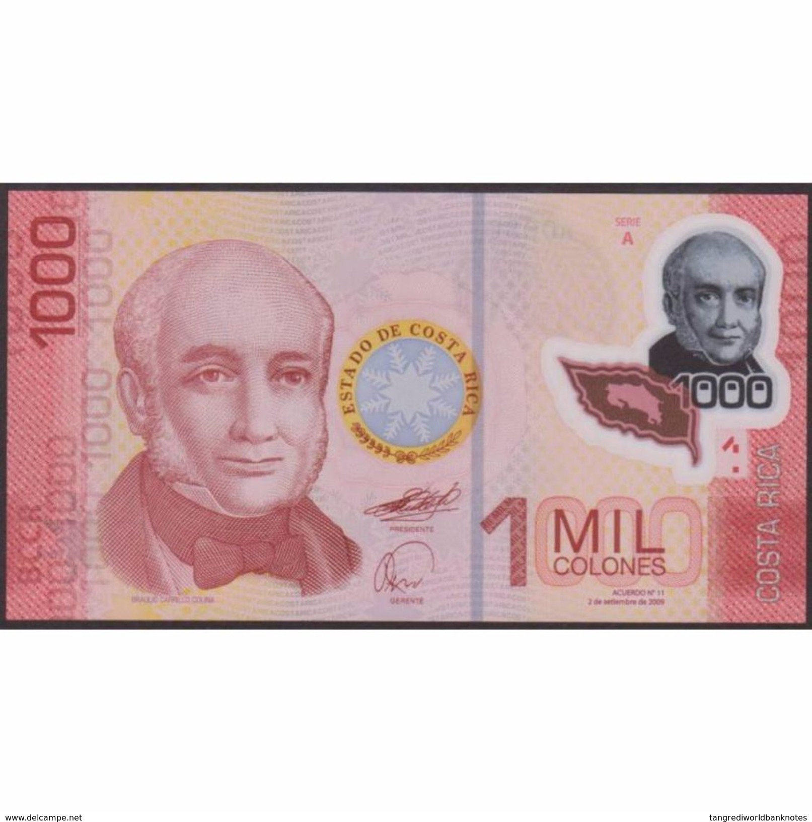 TWN - COSTA RICA 274a - 1000 1.000 Colones 2.9.2009 Polymer - Serie A UNC - Costa Rica