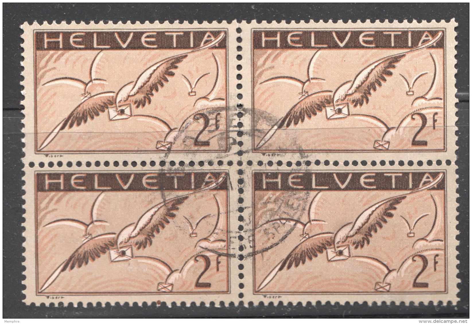 2fr Pigeon Et Nuages  Bloc De 4  ZNr 13z - Used Stamps